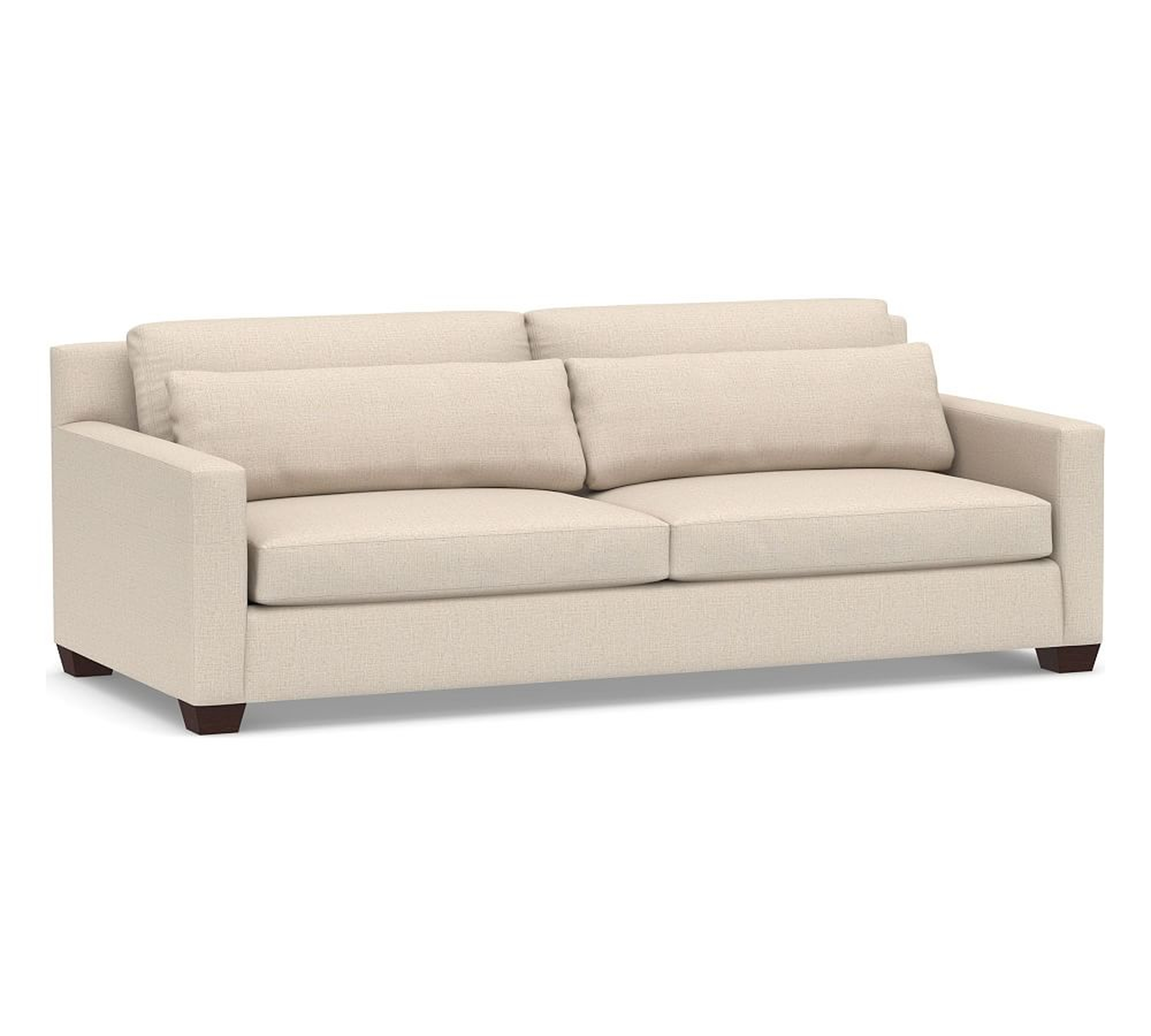 York Square Arm Upholstered Deep Seat Grand Sofa 95" 2-Seater, Down Blend Wrapped Cushions, Performance Everydaylinen(TM) Oatmeal - Pottery Barn