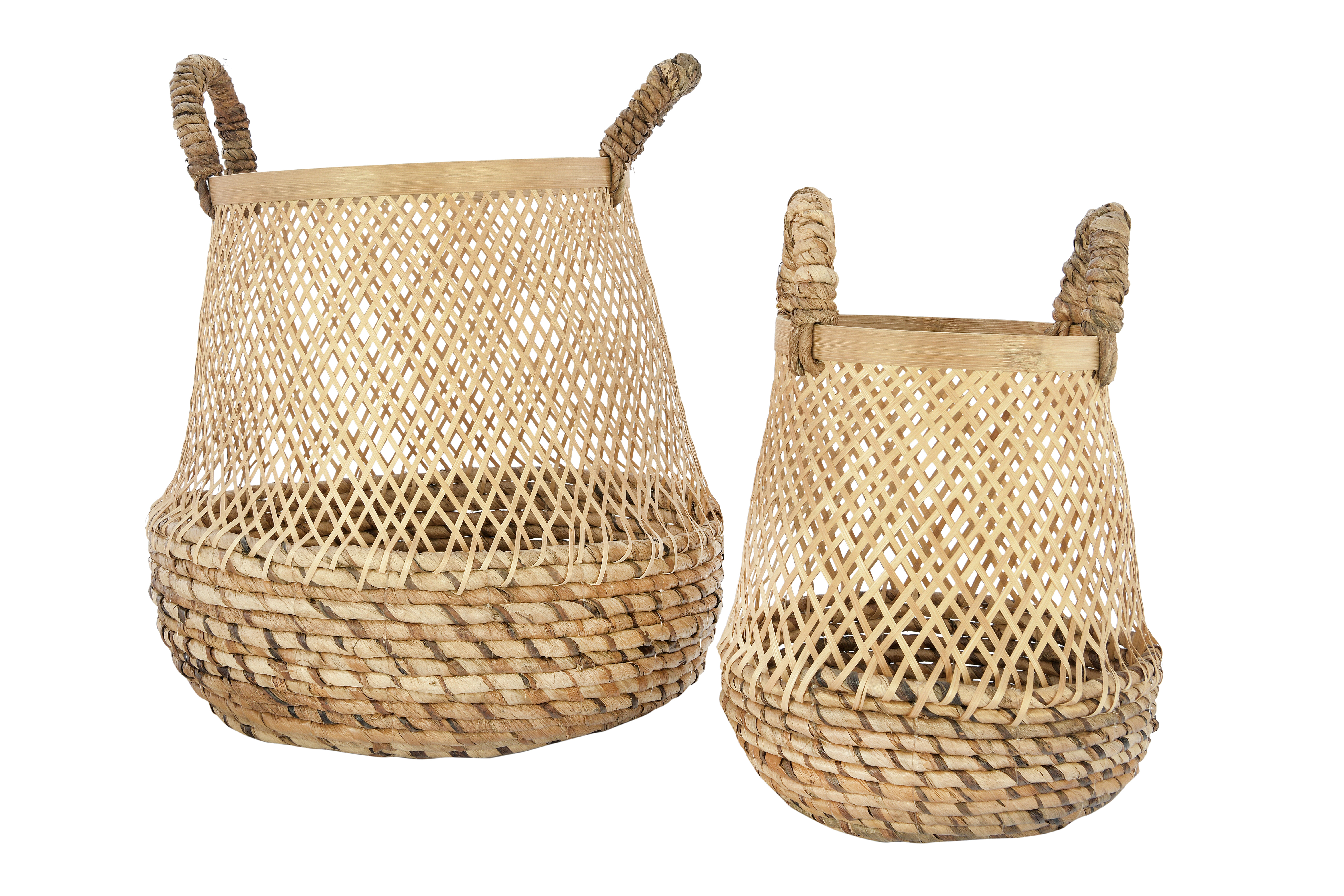 11" & 15" Handwoven Bamboo Baskets with Handles (Set of 2 Sizes) - Nomad Home