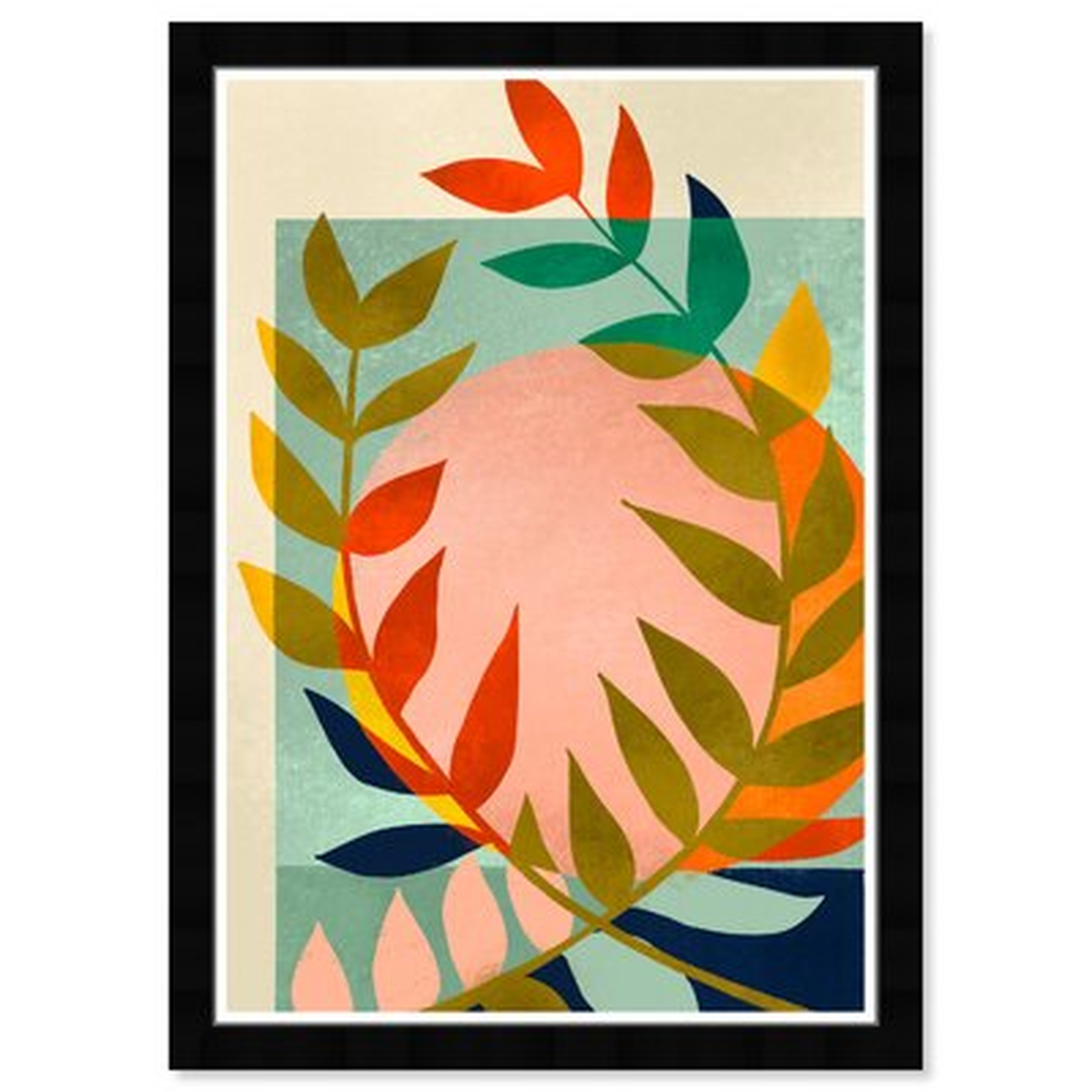 'Midcentury Leaves Botanicals' - Picture Frame Graphic Art Print on Paper - Wayfair