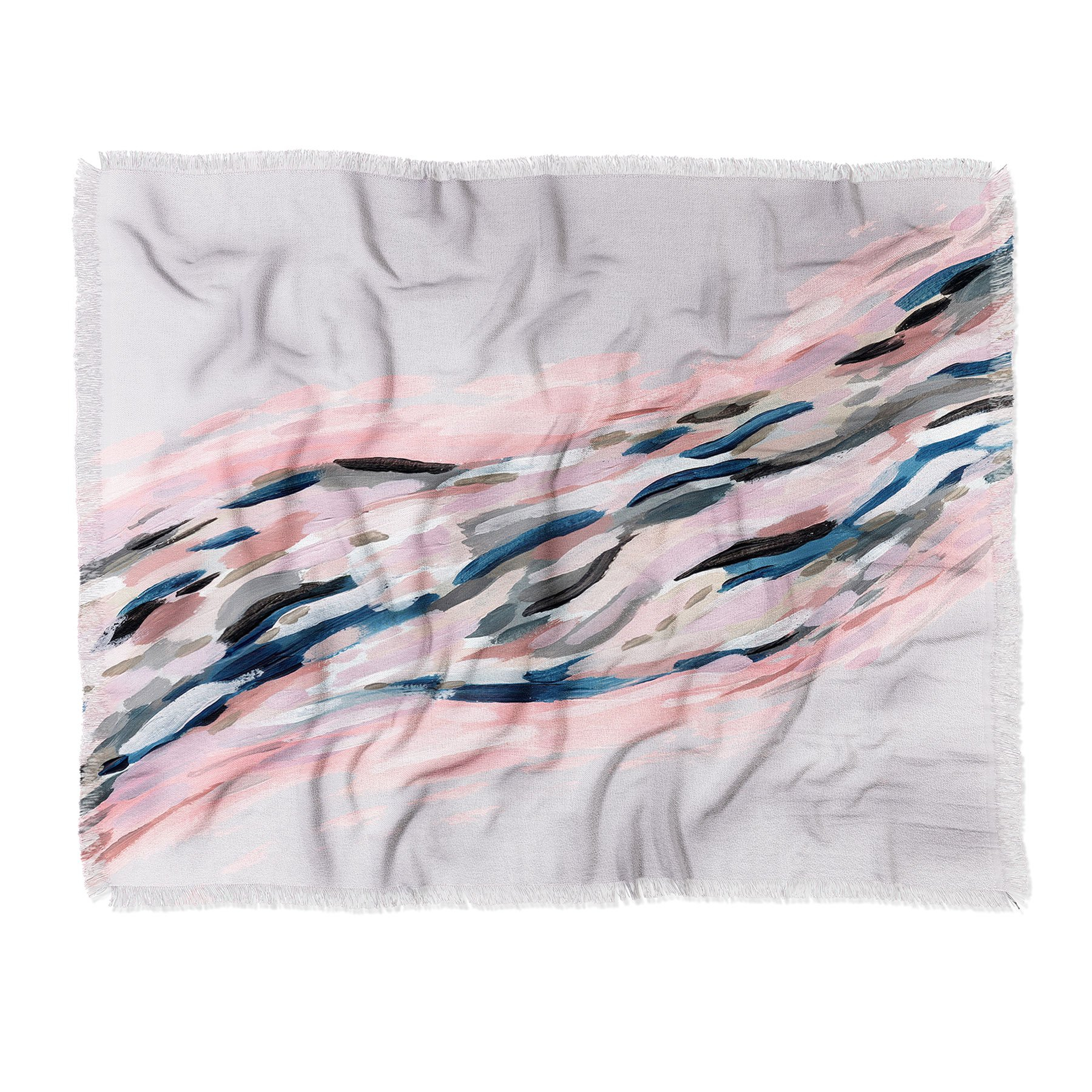 Laura Fedorowicz Pink Flutter on Grey Throw Blanket - 50" x 60" - Wander Print Co.