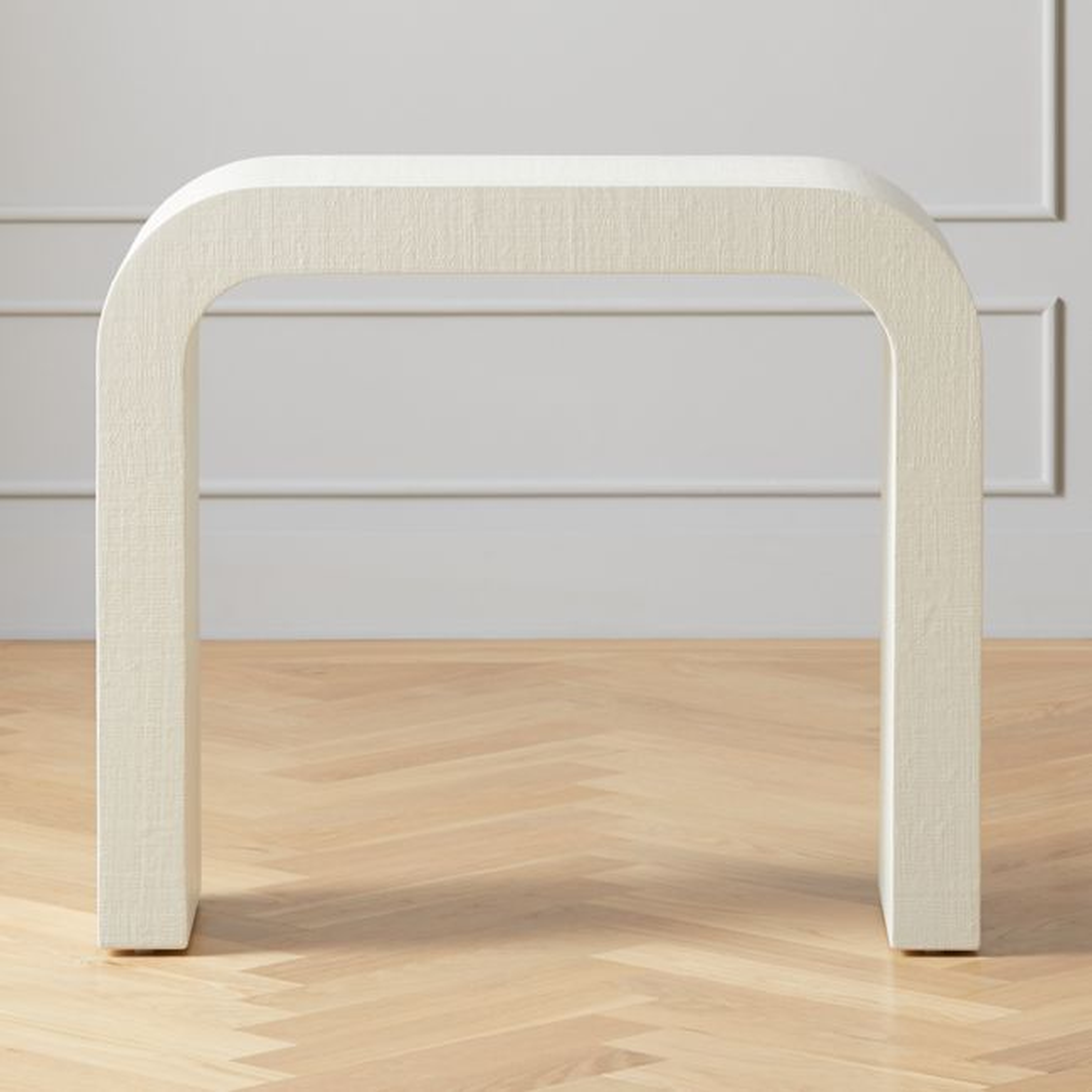 Horseshoe 36" Ivory Lacquered Linen Console Table - CB2