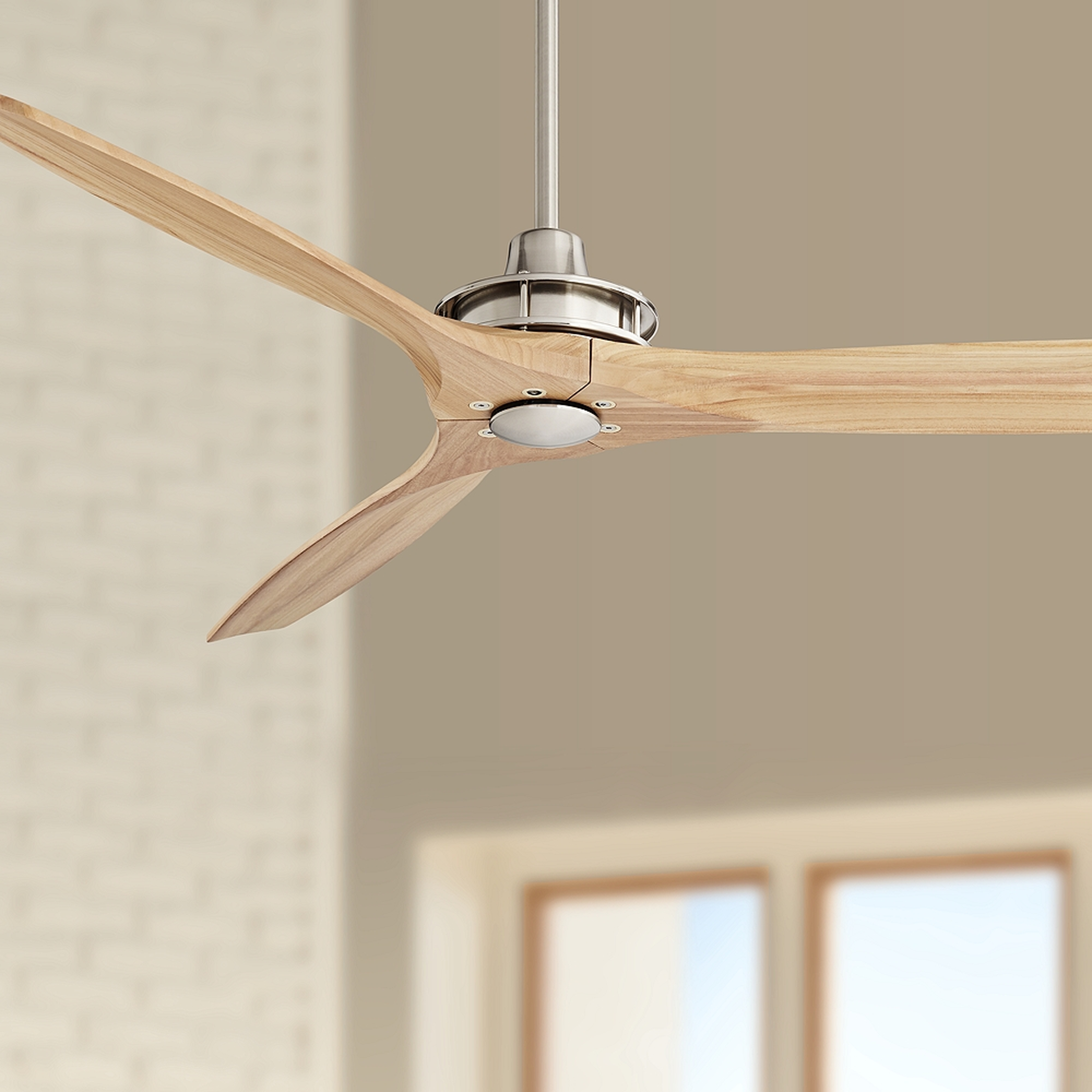 52" Windspun Brushed Nickel and Natural Wood Ceiling Fan - Style # 57J94 - Lamps Plus