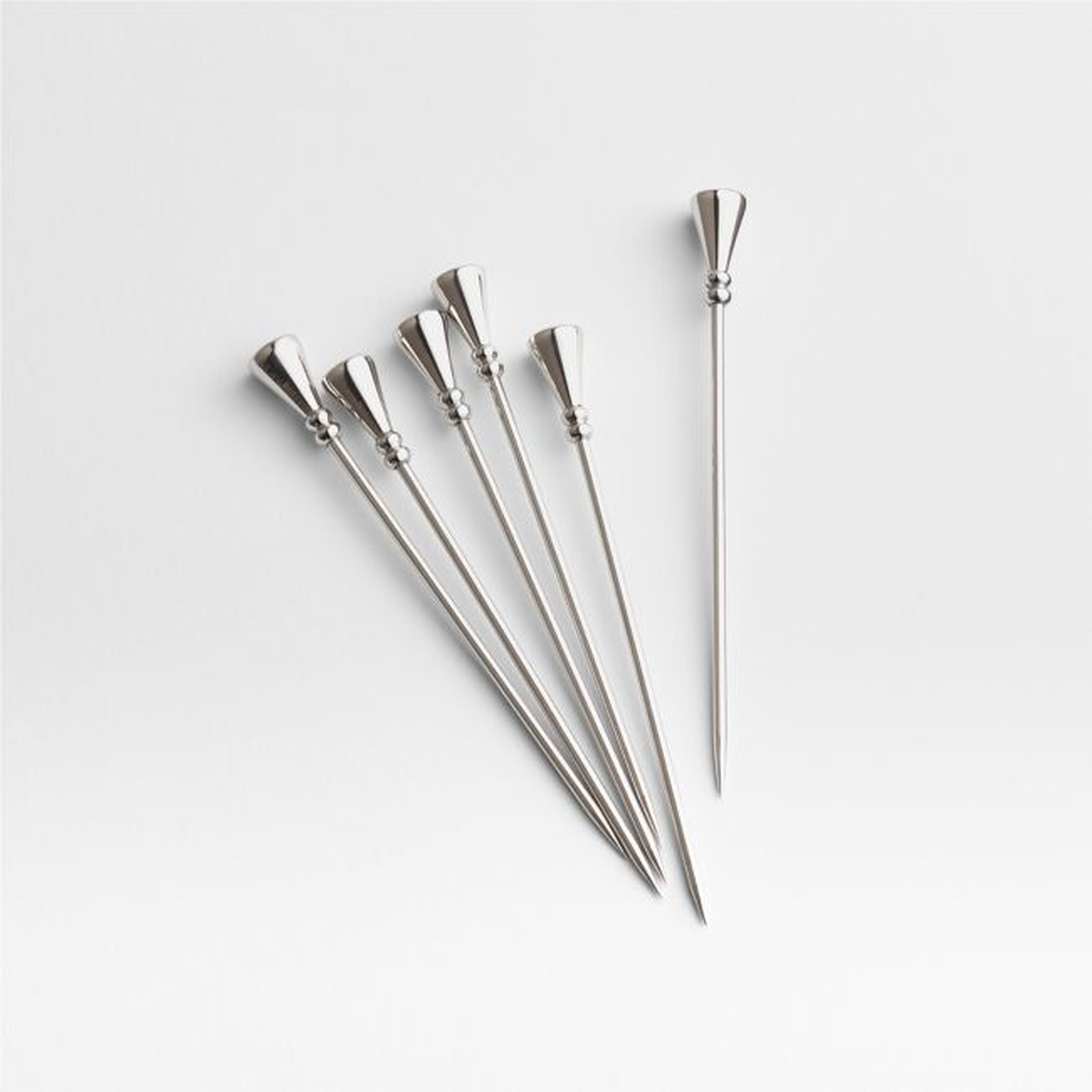 Nara Stainless Steel Cocktail Picks, Set of 6 - Crate and Barrel