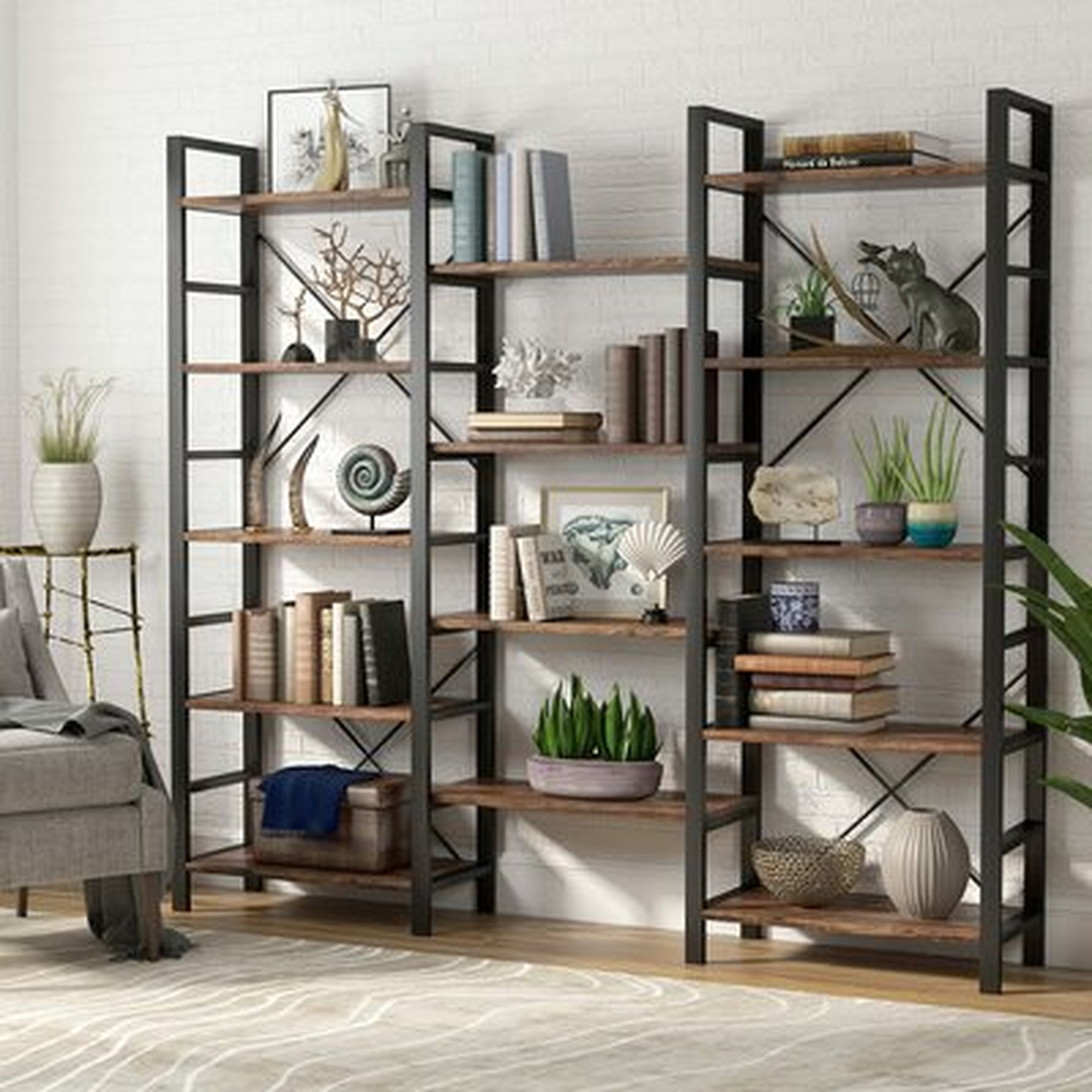 Ingimar 70.86" H x 69.29" W Steel Library Bookcase In Stock 5/9 - Wayfair
