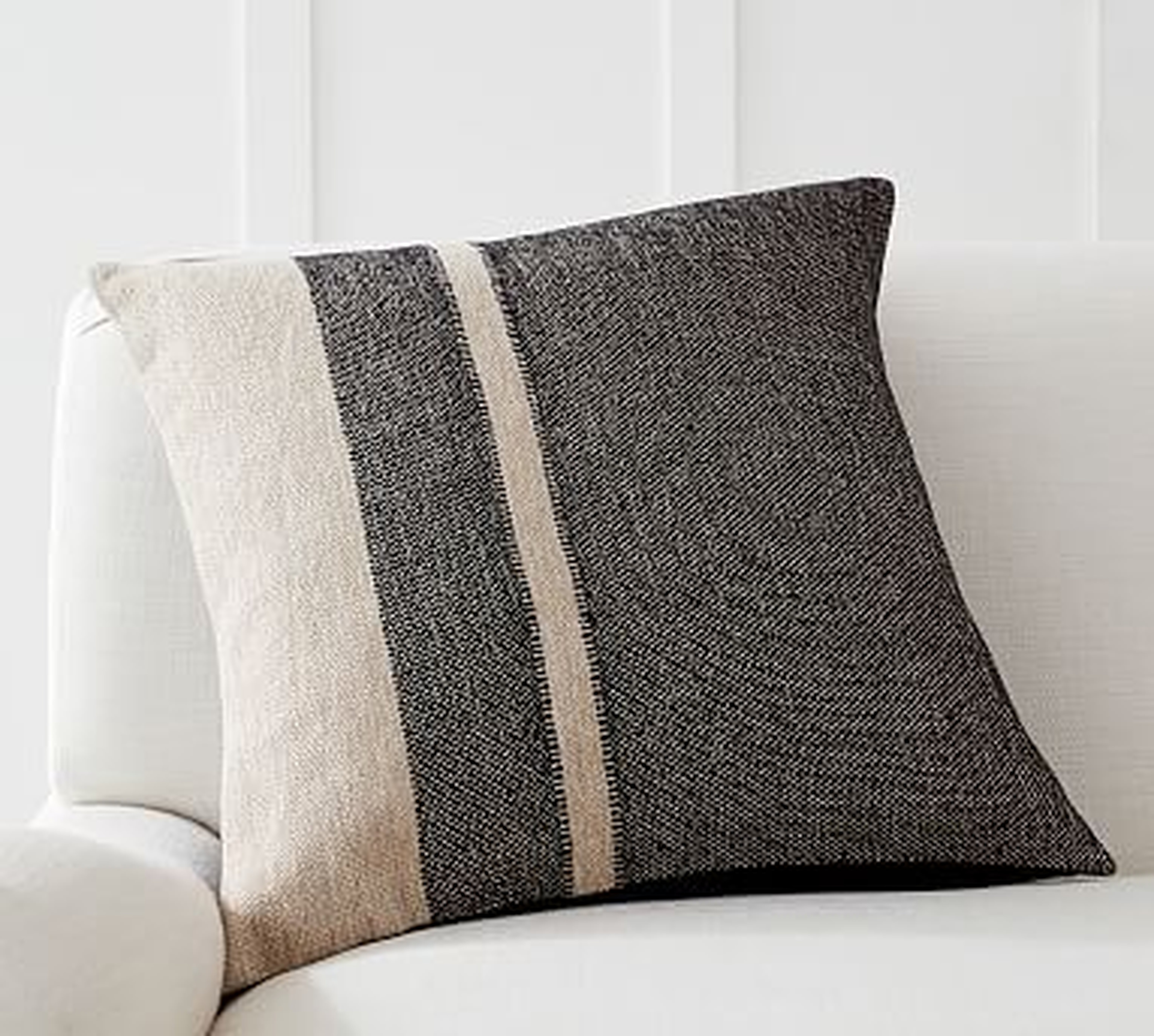Kimana Striped Pillow Cover, 20 x 20", Charcoal Multi - Pottery Barn