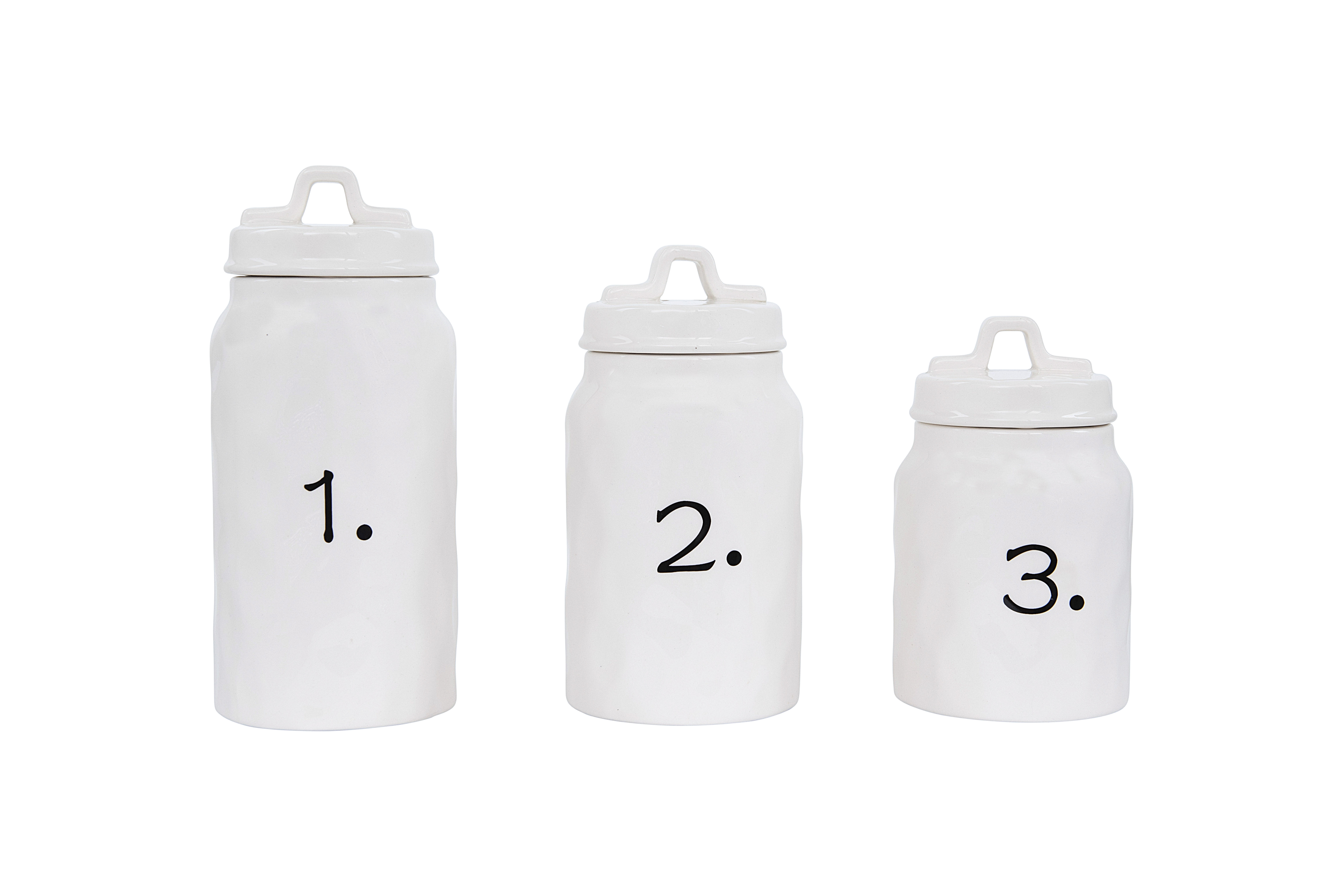 White Ceramic Canisters with Numbers (Set of 3 Sizes) - Nomad Home