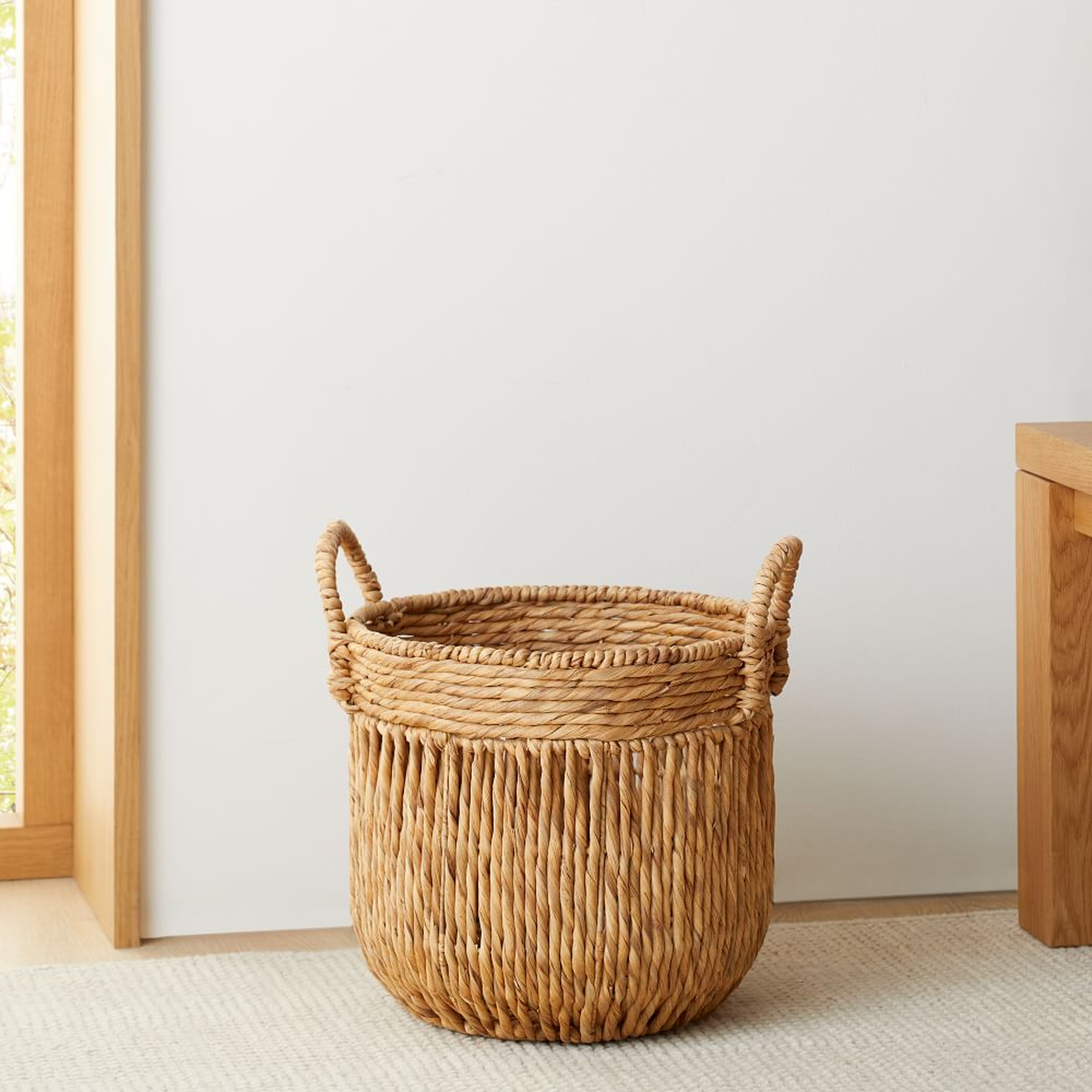 Vertical Lines Baskets, Small Round, Natural - West Elm