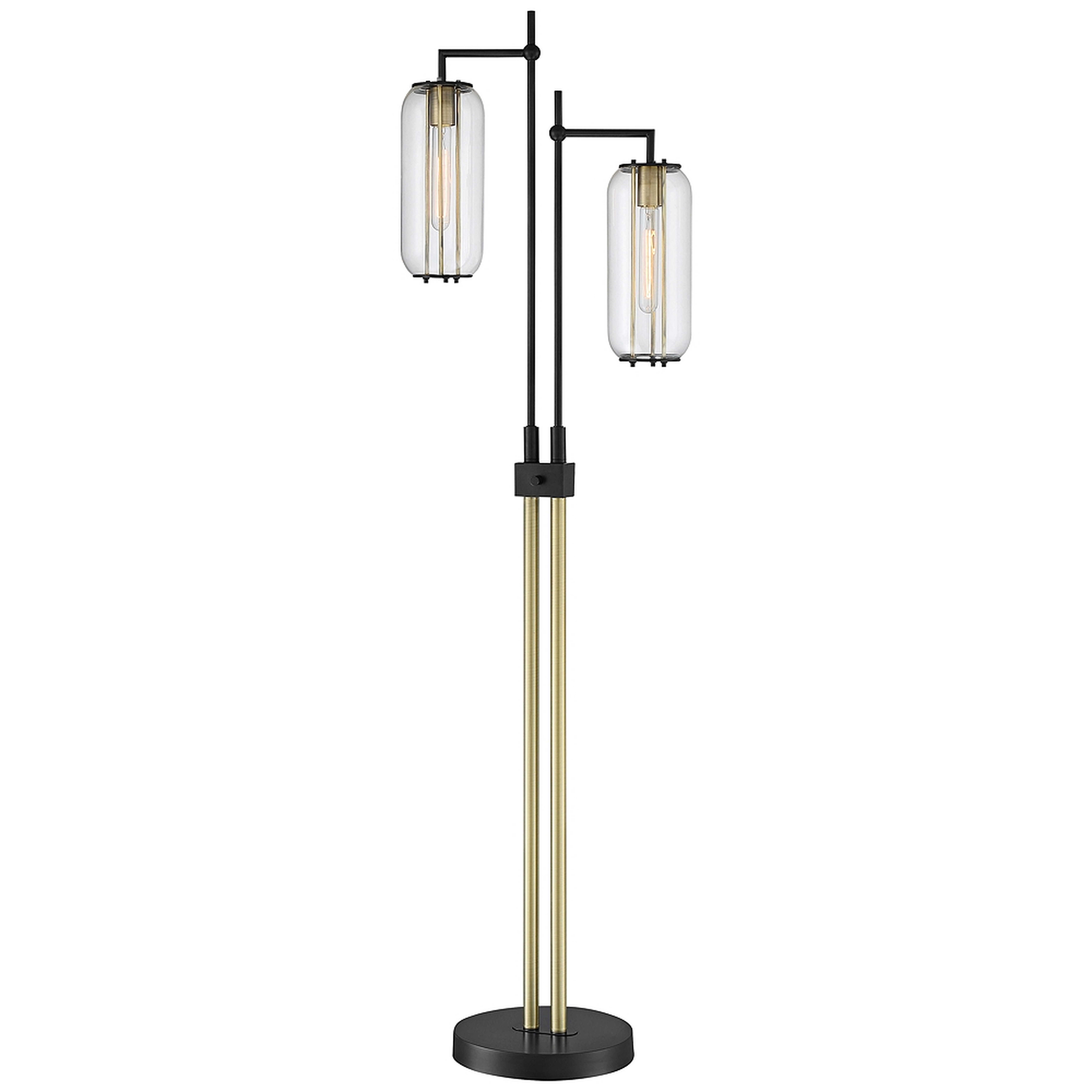 Lite Source Hagen Black and Antique Brass 2-Light Floor Lamp - Style # 87W61 - Lamps Plus