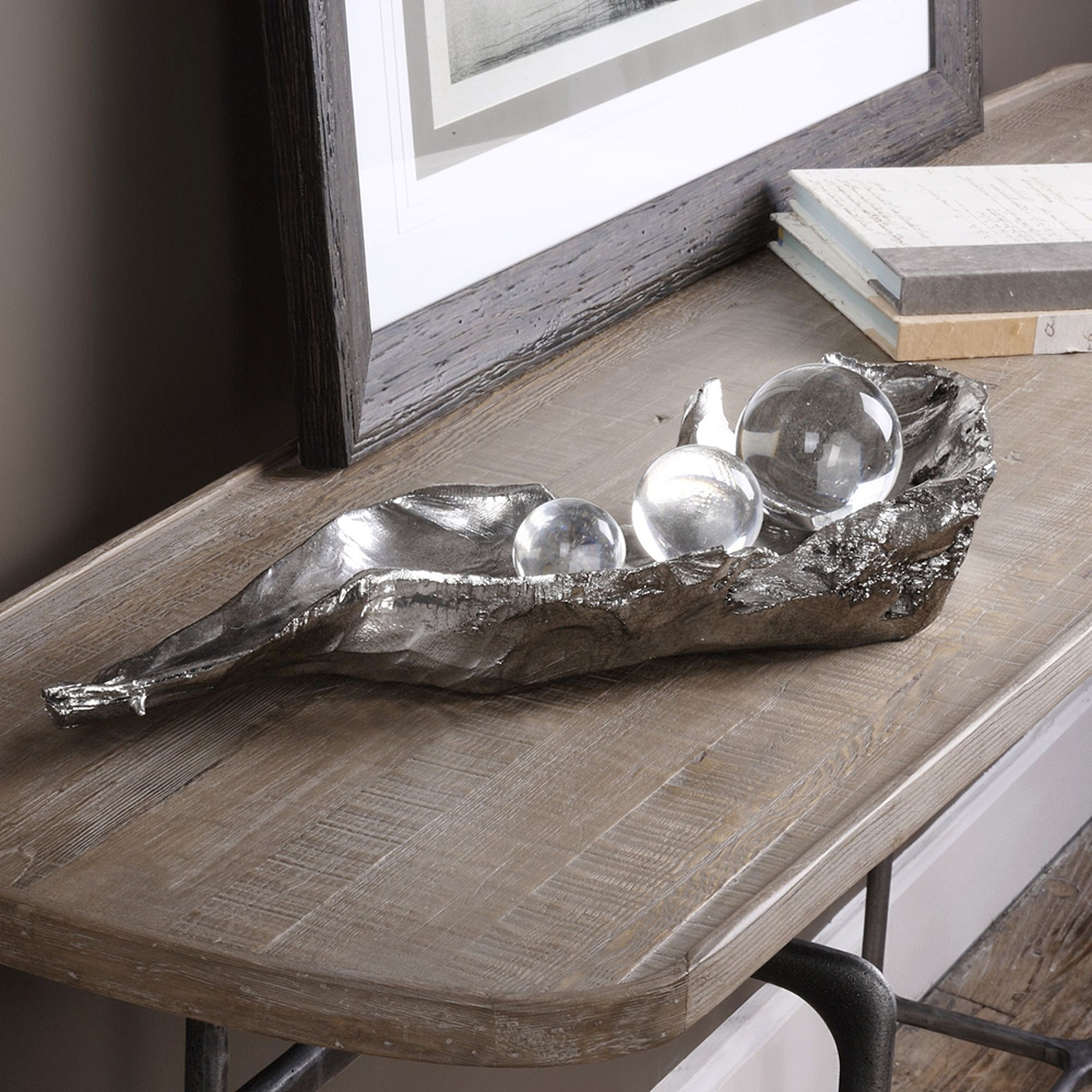 Uttermost Three Peas in a Pod 20 1/2" Wide Silver Sculpture - Style # 88F01 - Lamps Plus