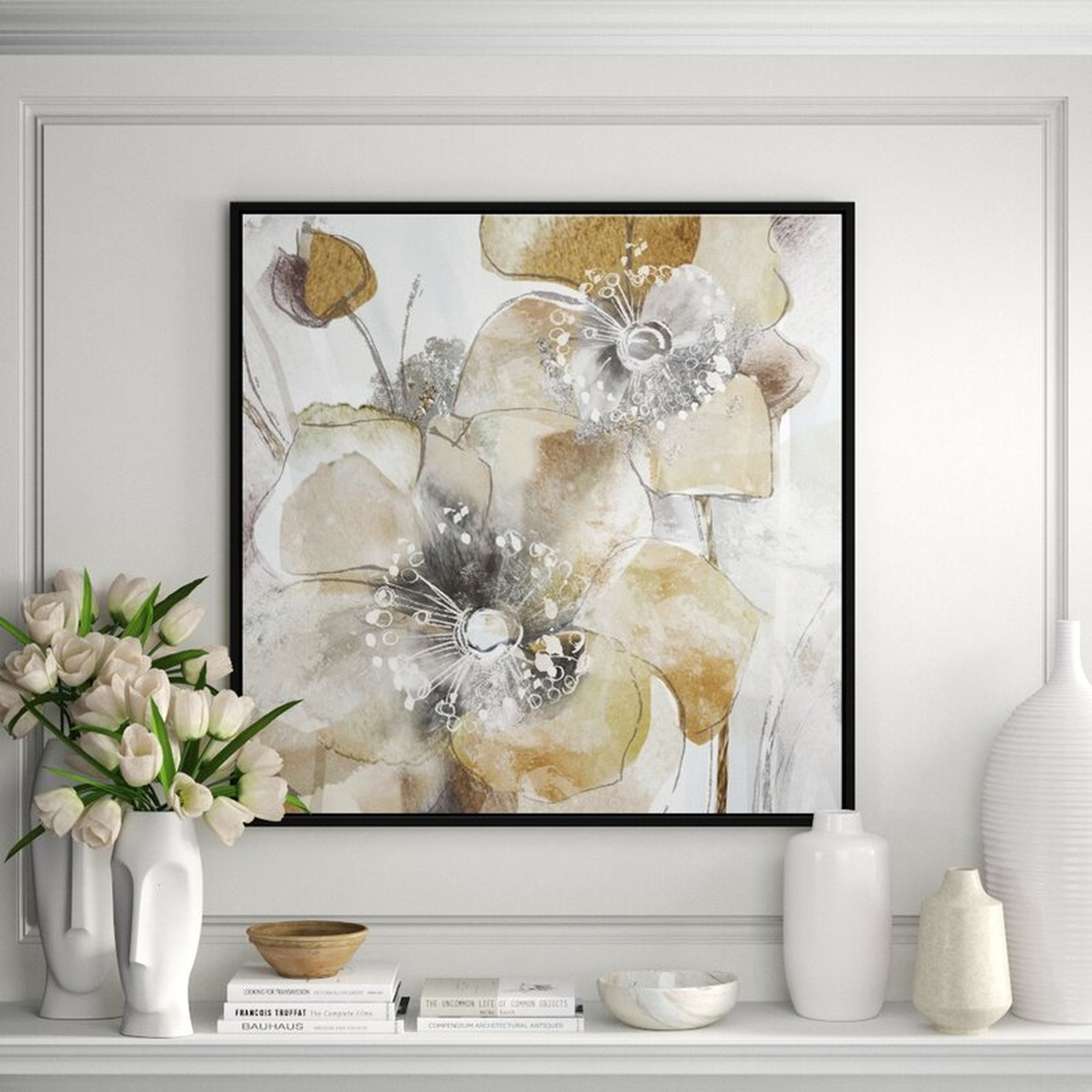 JBass Grand Gallery Collection 'Taupe Spring Poppy II' - Picture Frame Print on Canvas - Perigold