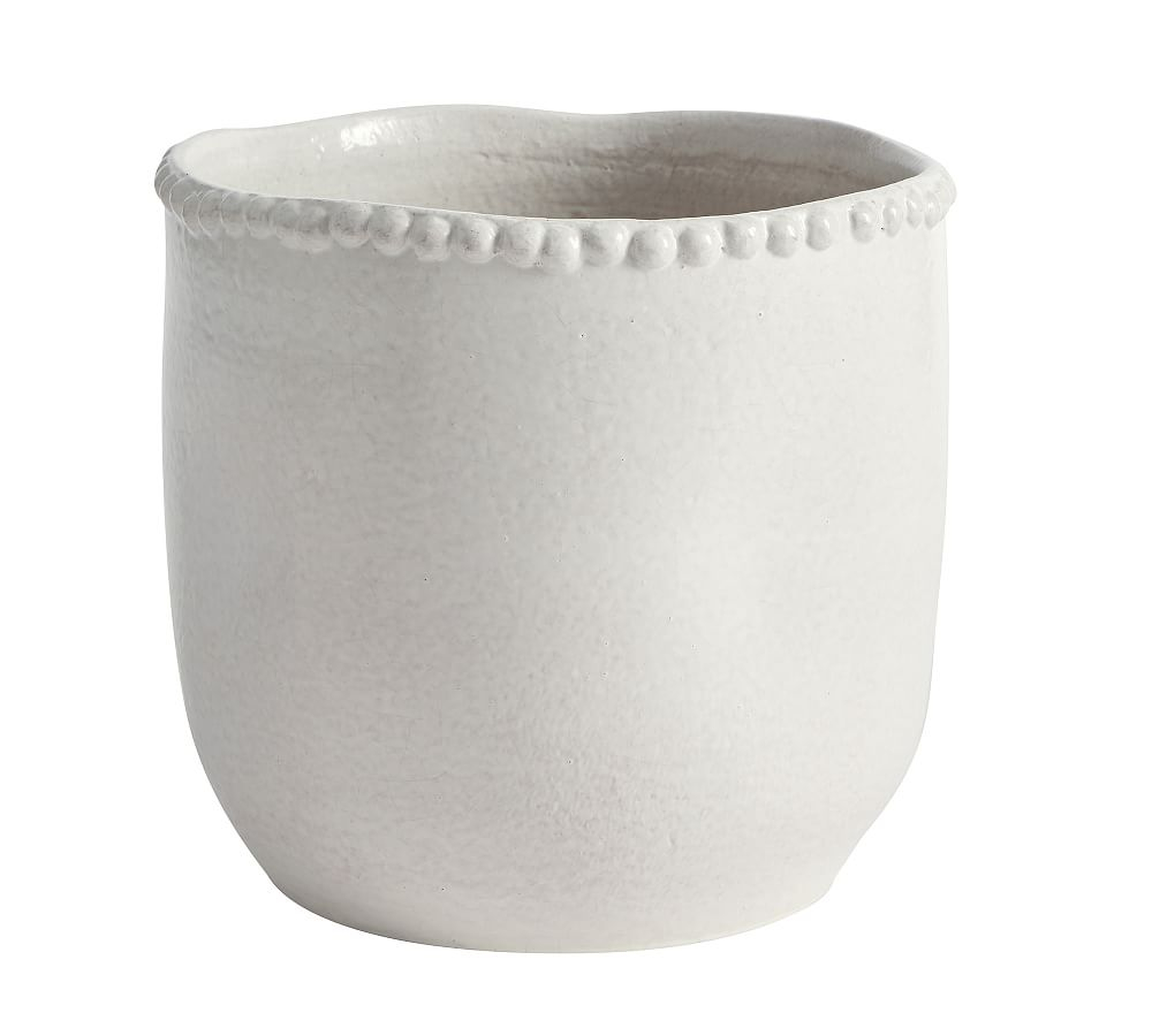 Beaded Ceramic Planter, Large - White - Pottery Barn