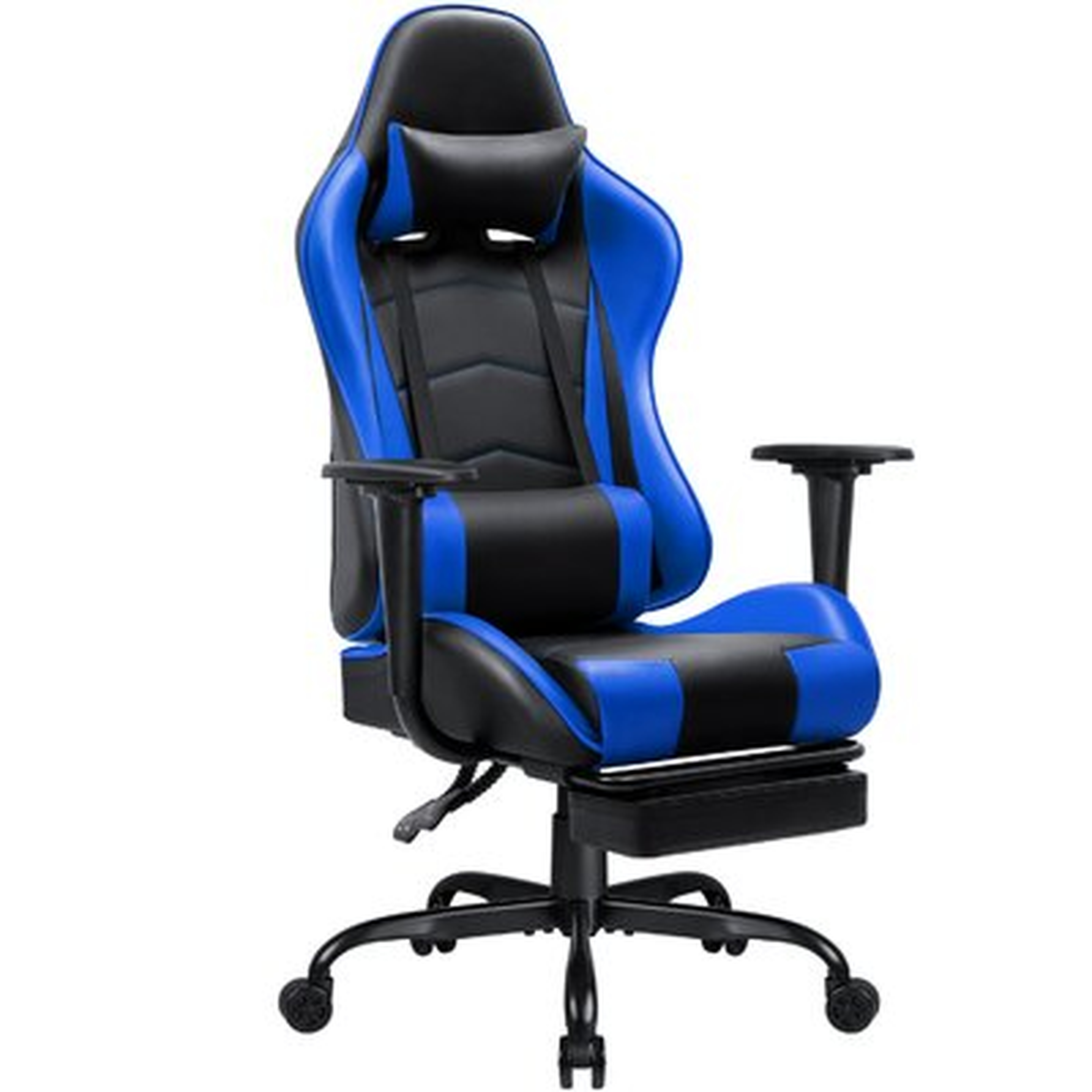 High Back Gaming Chair with PU Leather Reversible Footrest and Headrest - Wayfair