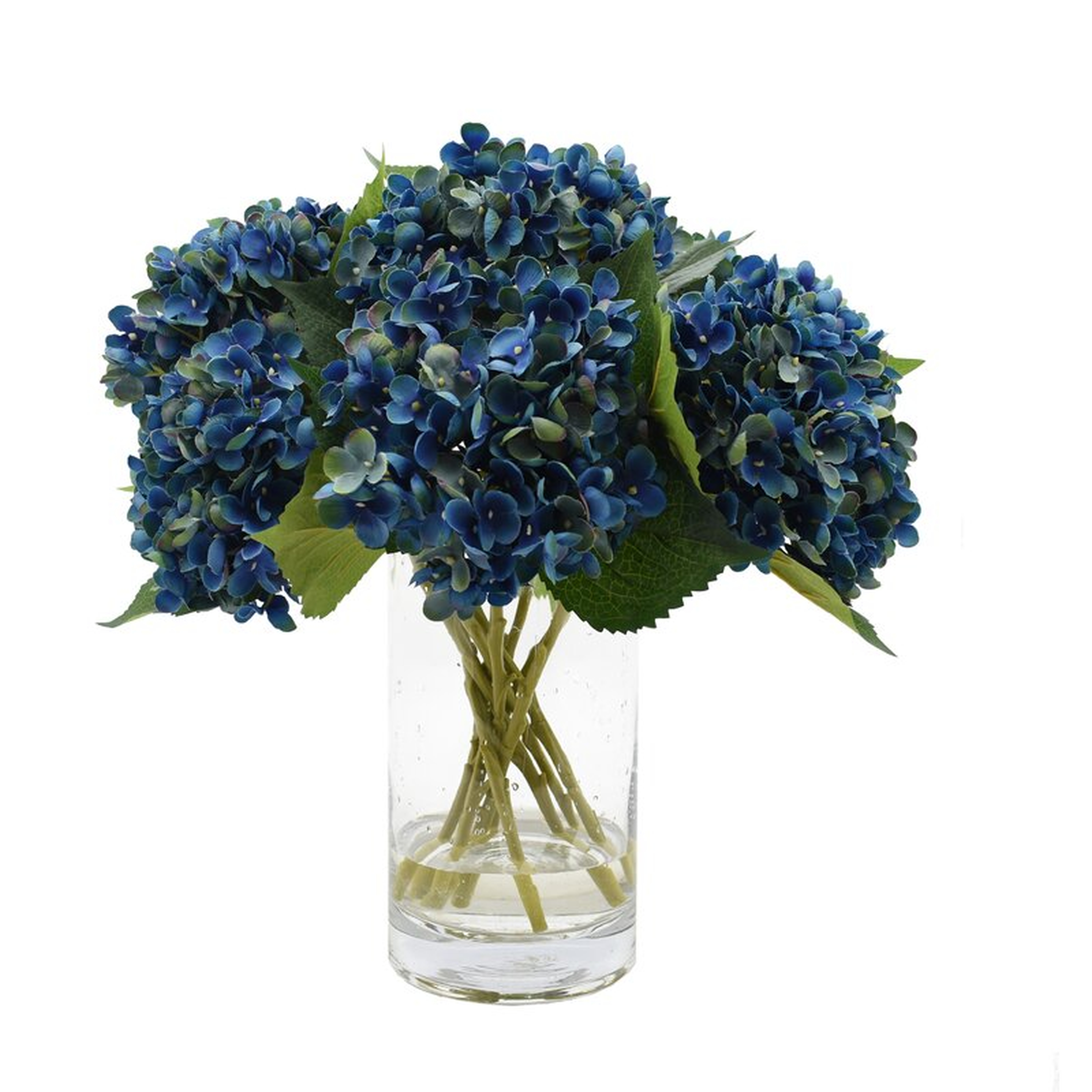 White, Blue And Green Hydrangea Bouquet Flower/Leaves Color: Blue - Perigold
