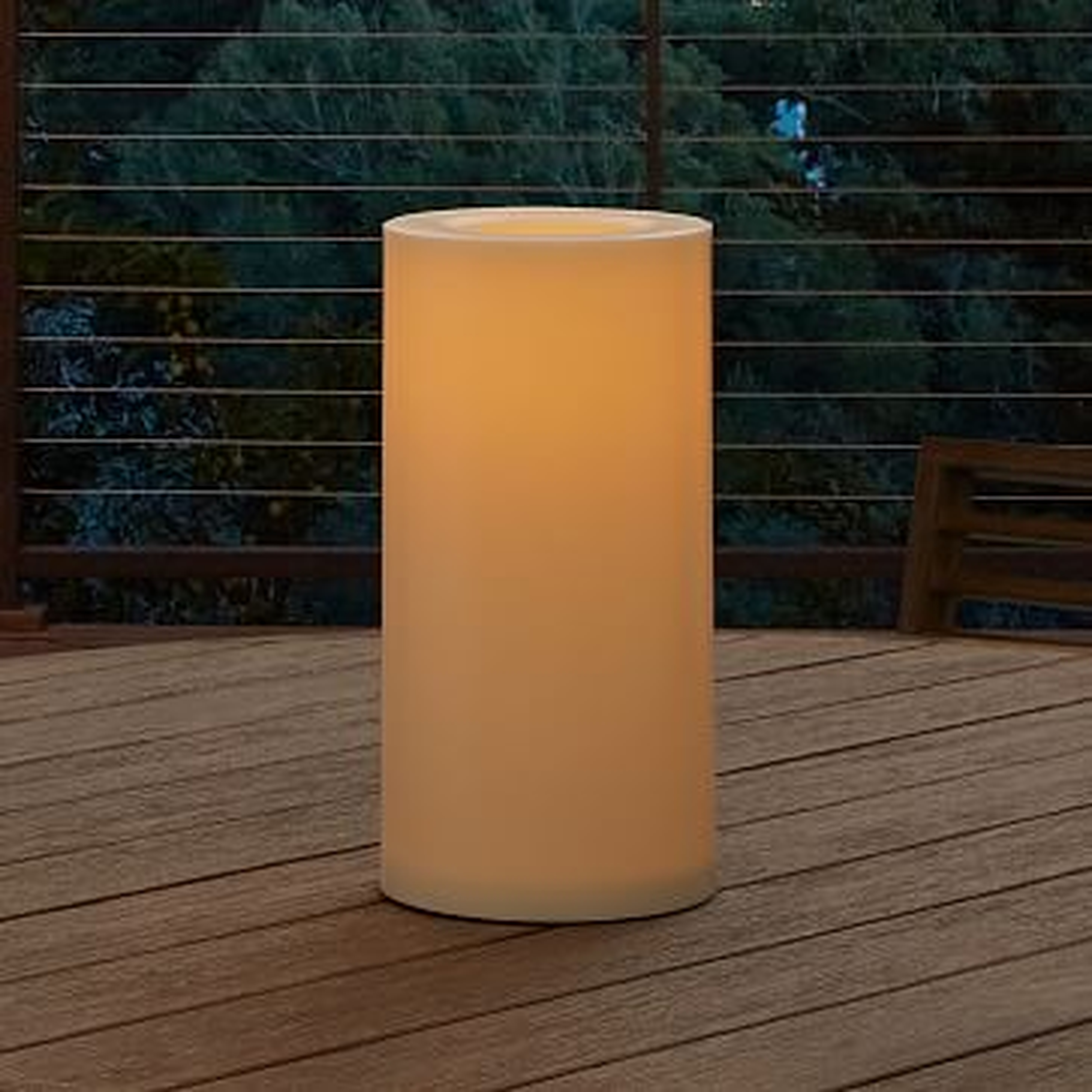Outdoor Flicker Flameless Remote Pillar Candle, 6x12, Set of 2 - West Elm