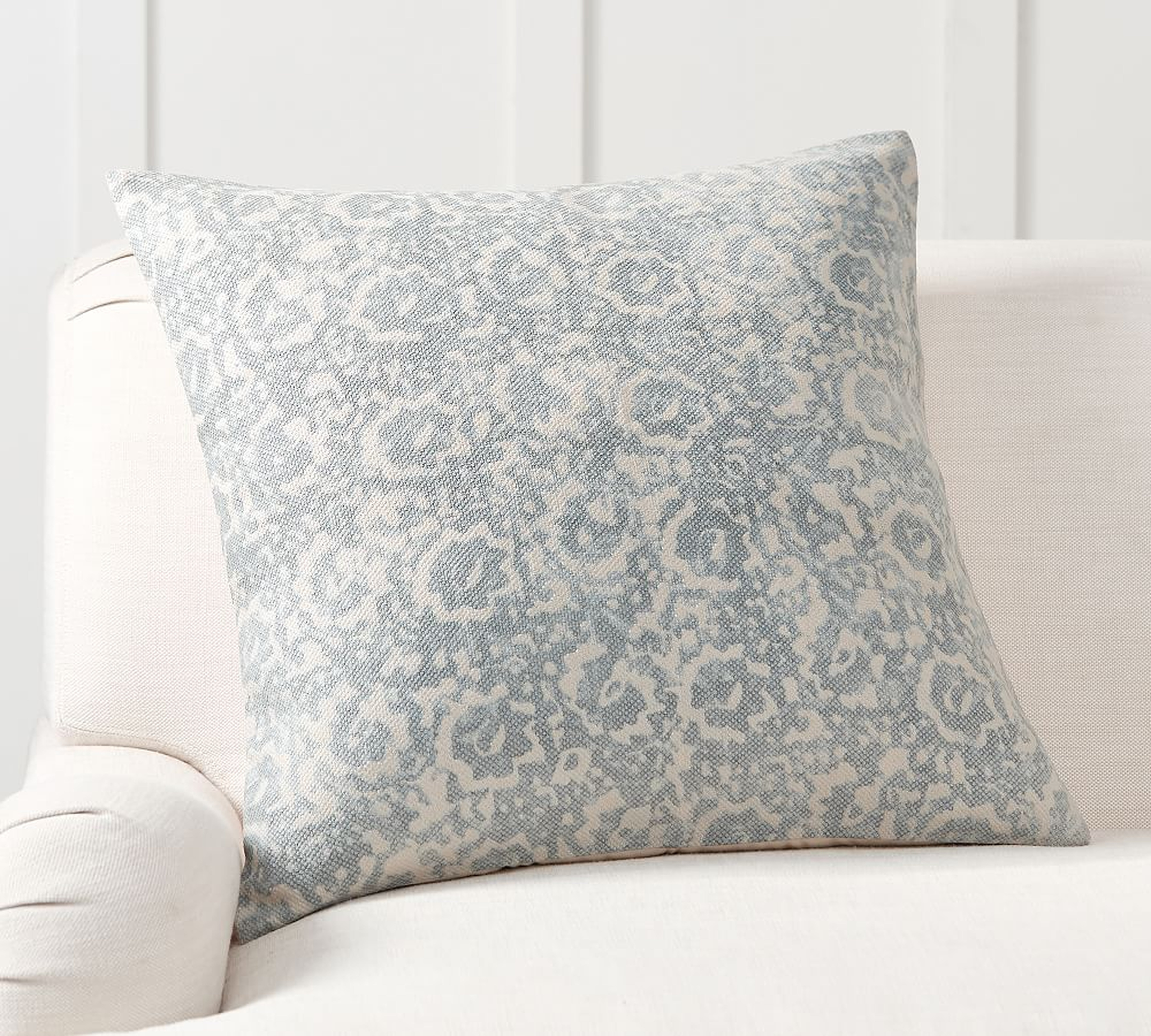 Anna Printed Pillow Cover, 24 x 24", Mineral Blue - Pottery Barn