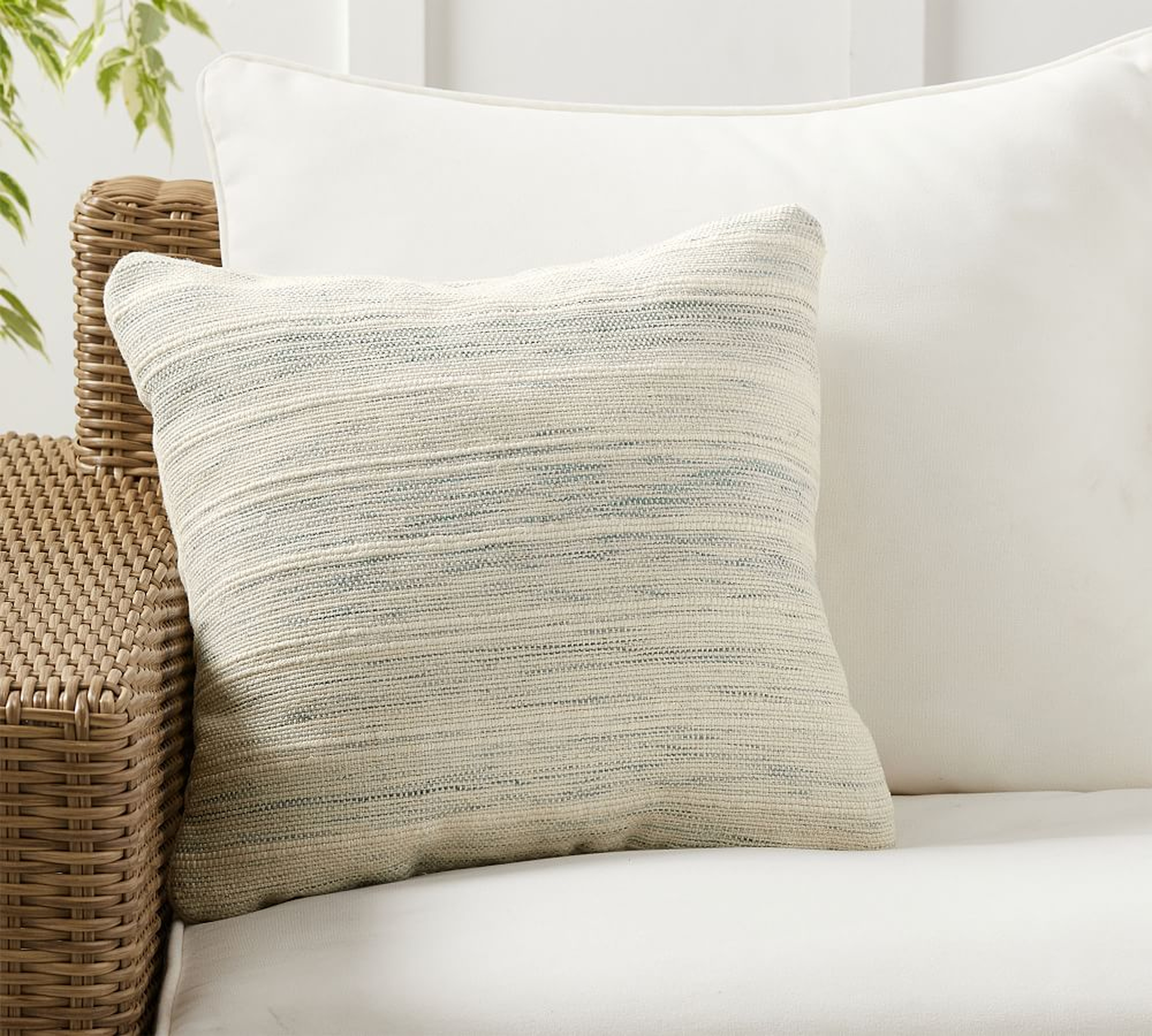 Seneca Indoor/Outdoor Textured Pillow, 18" x 18", Ivory Multi - Pottery Barn