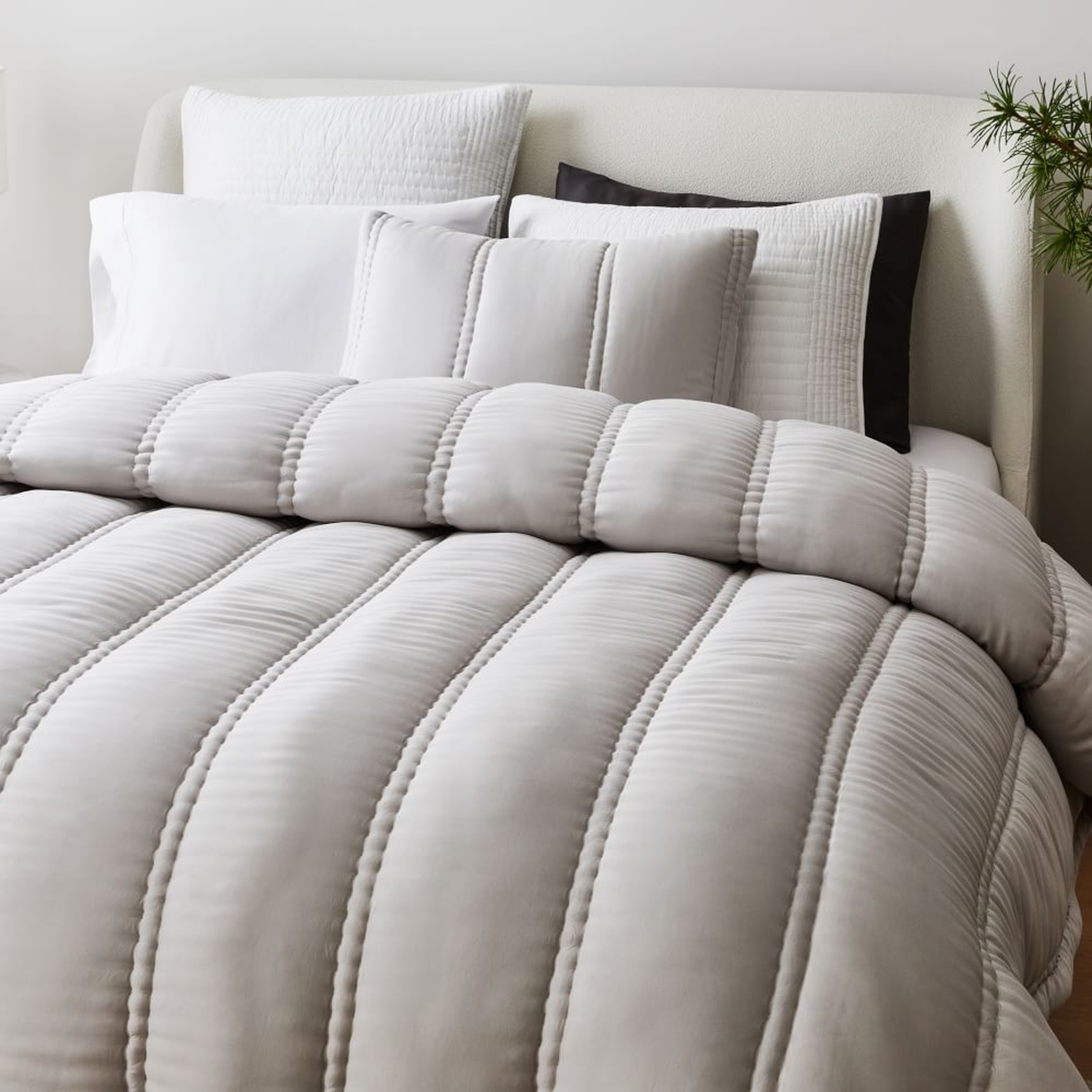 Silky TENCEL Plush Comforter, Full/Queen Set, Frost Gray - West Elm