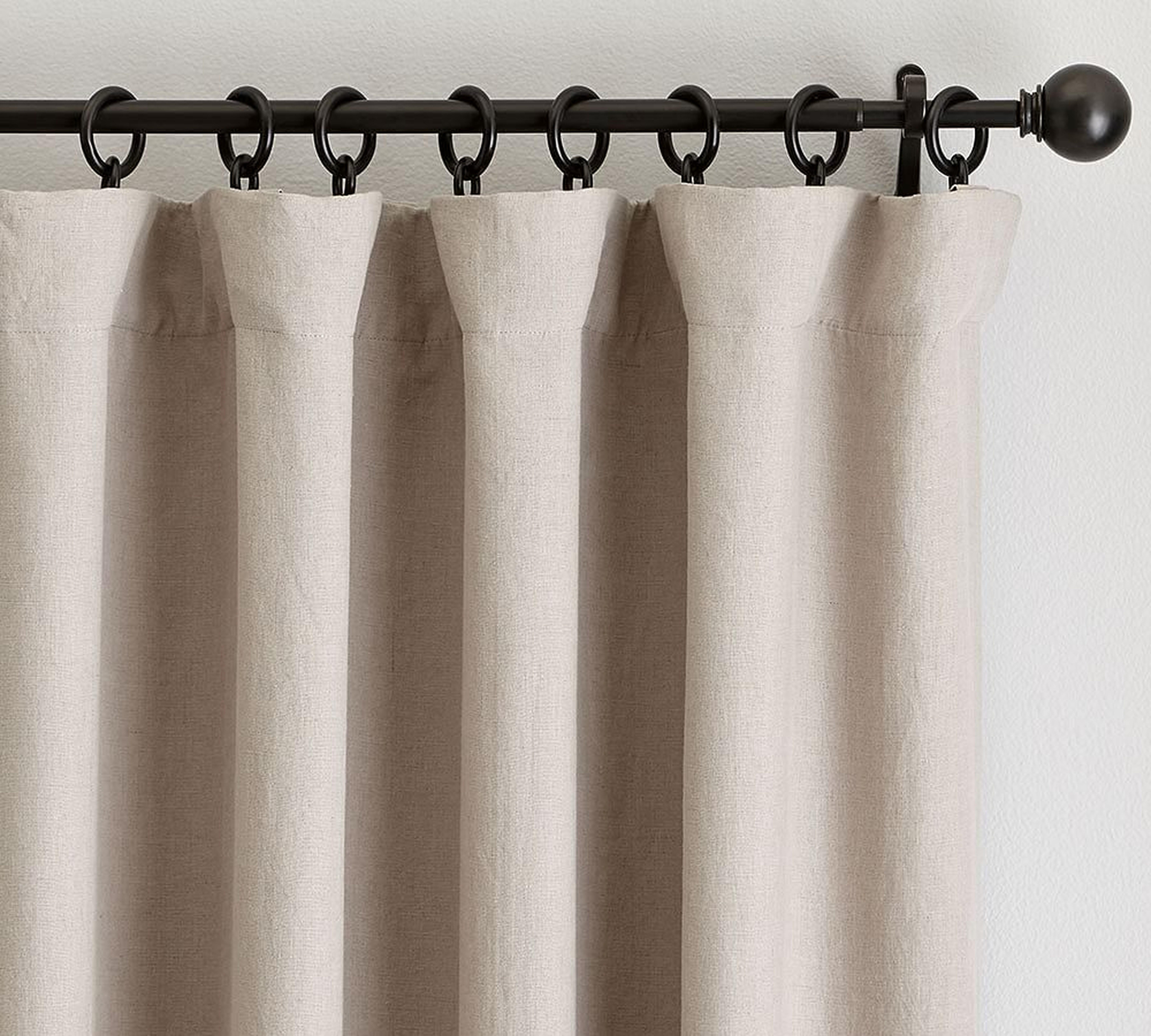 Belgian Flax Linen Blackout Curtain, 100 x 84", Dark Flax - Pottery Barn
