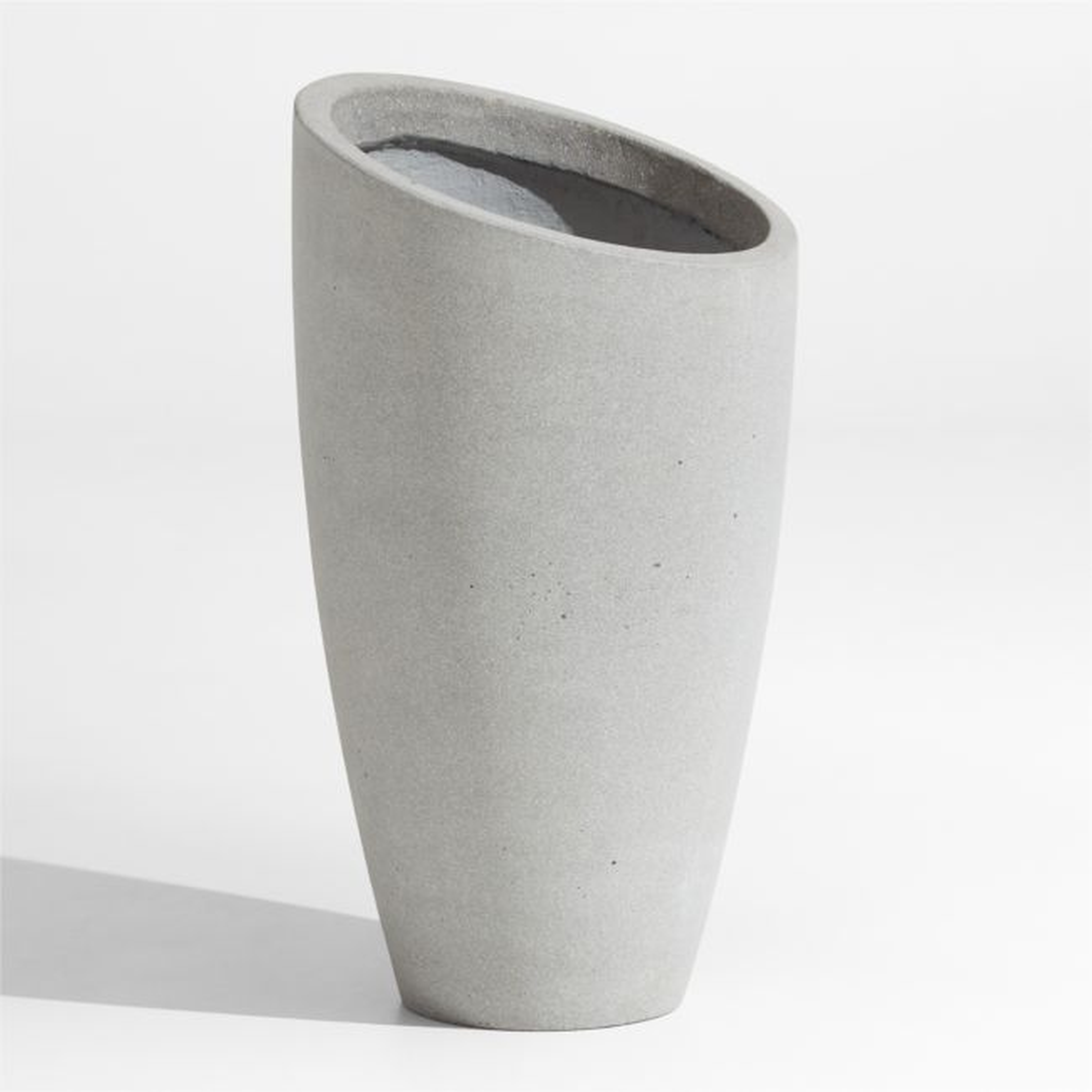 Slant Light Grey Tall Indoor/Outdoor Planter - Crate and Barrel