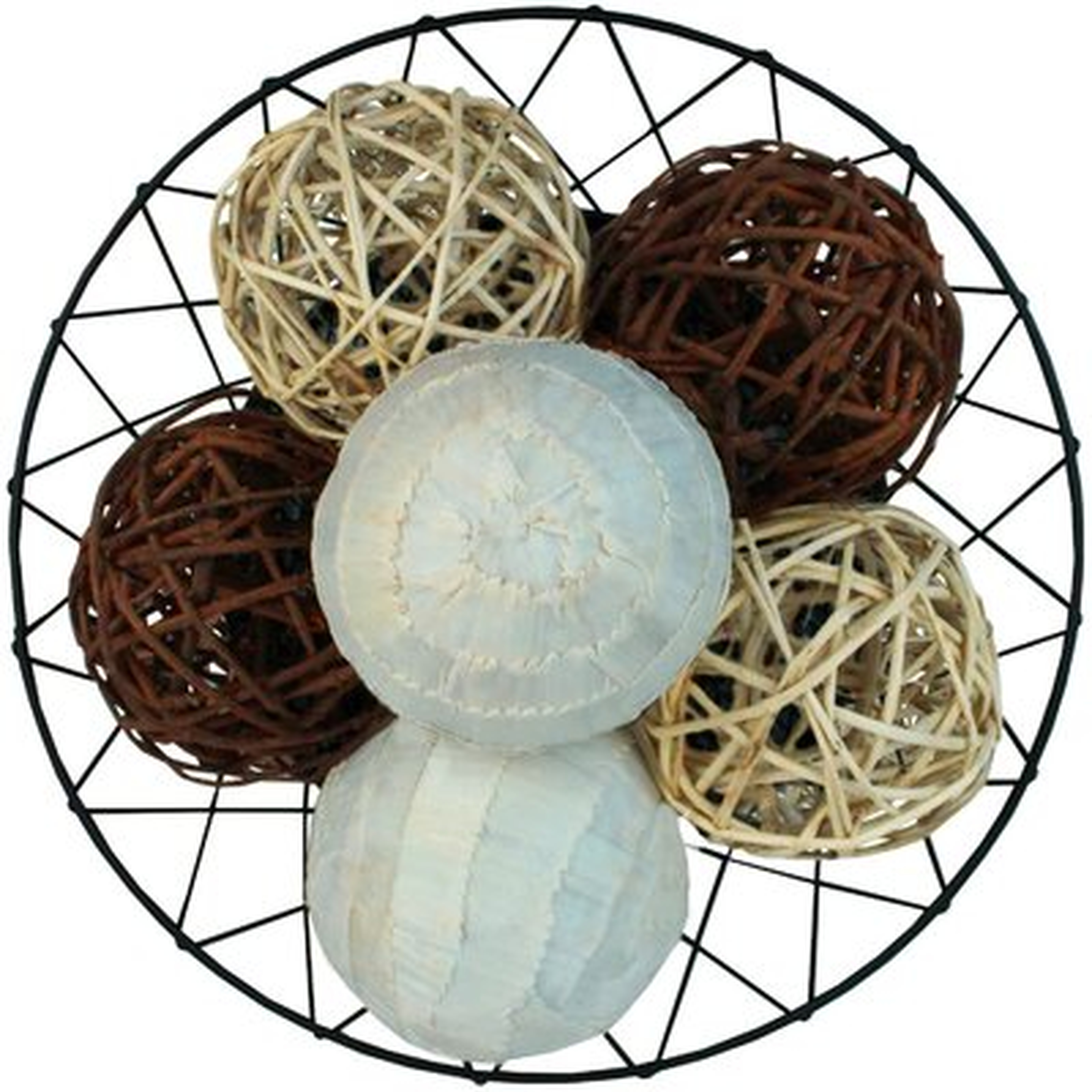 Red Barrel Studio® Decorative Balls For Bowls 4 Inch Decorative Balls For Centerpiece Bowl Fillers, Assorted Rattan Wicker Orb Balls, Vase Fillers, Brown, Pack Of 6 - Wayfair