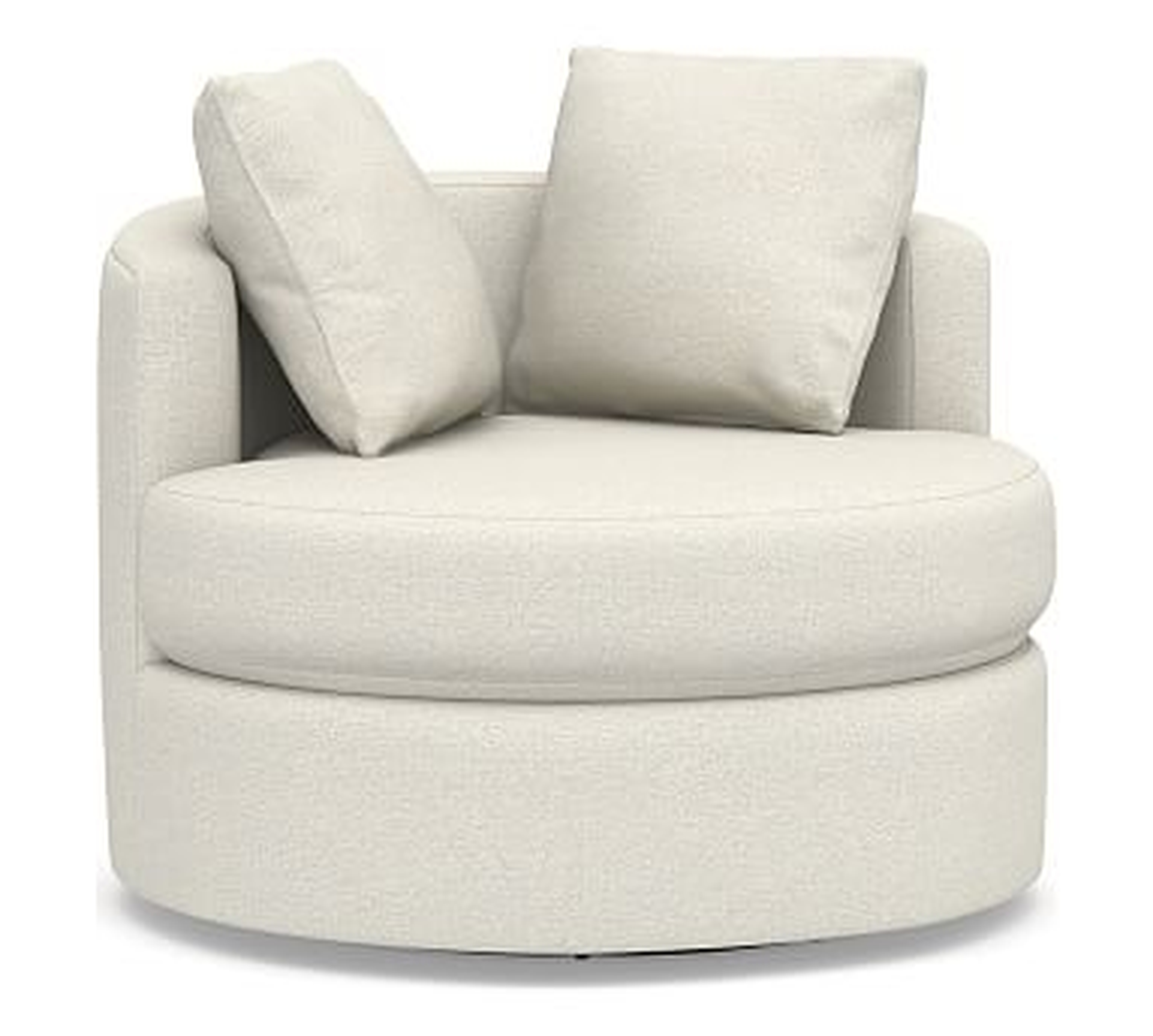 Balboa Upholstered Swivel Armchair, Standard Cushions, Performance Boucle Oatmeal - Pottery Barn