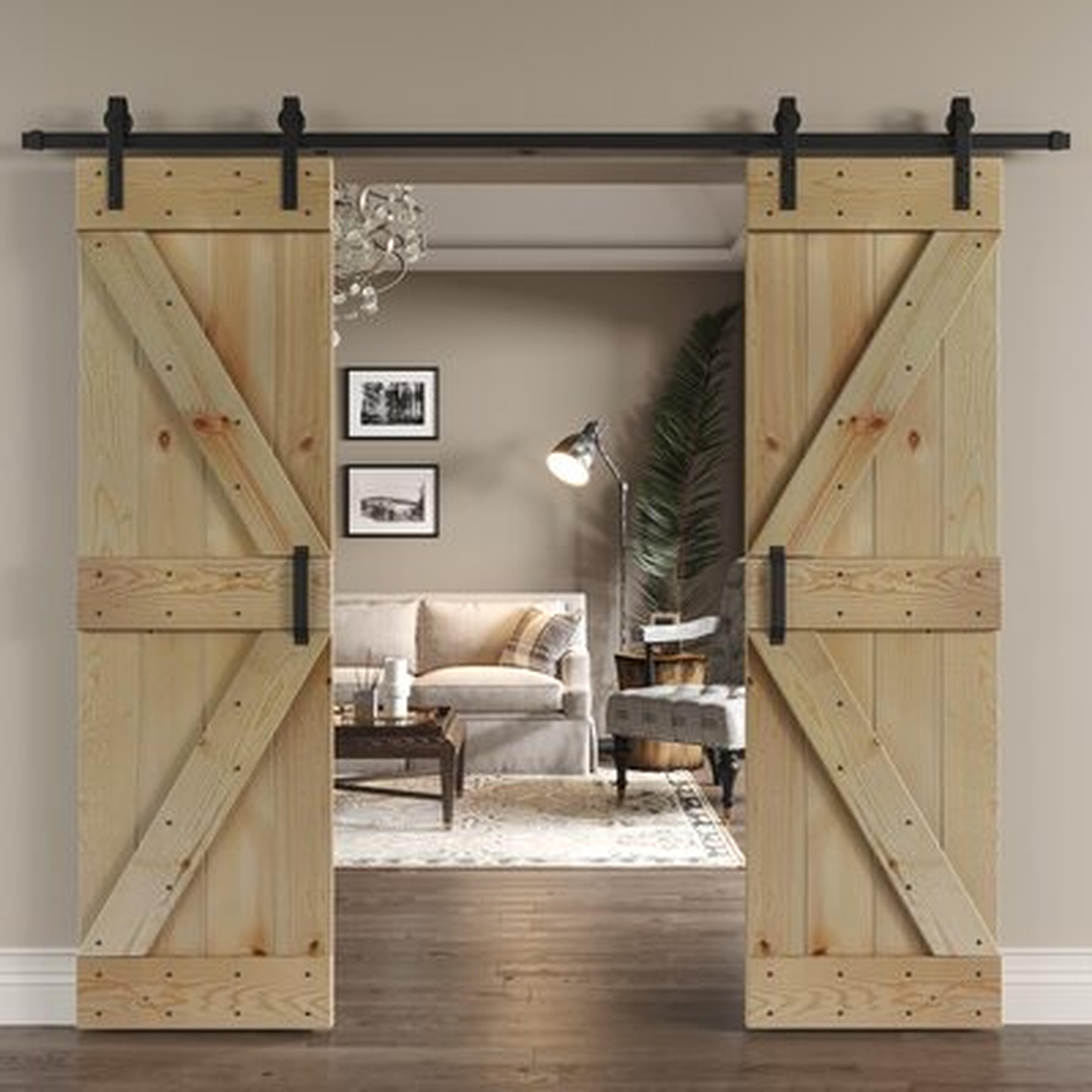 Paneled Wood K Series Diy Knotty Barn Door with Installation Hardware Kit - Wayfair