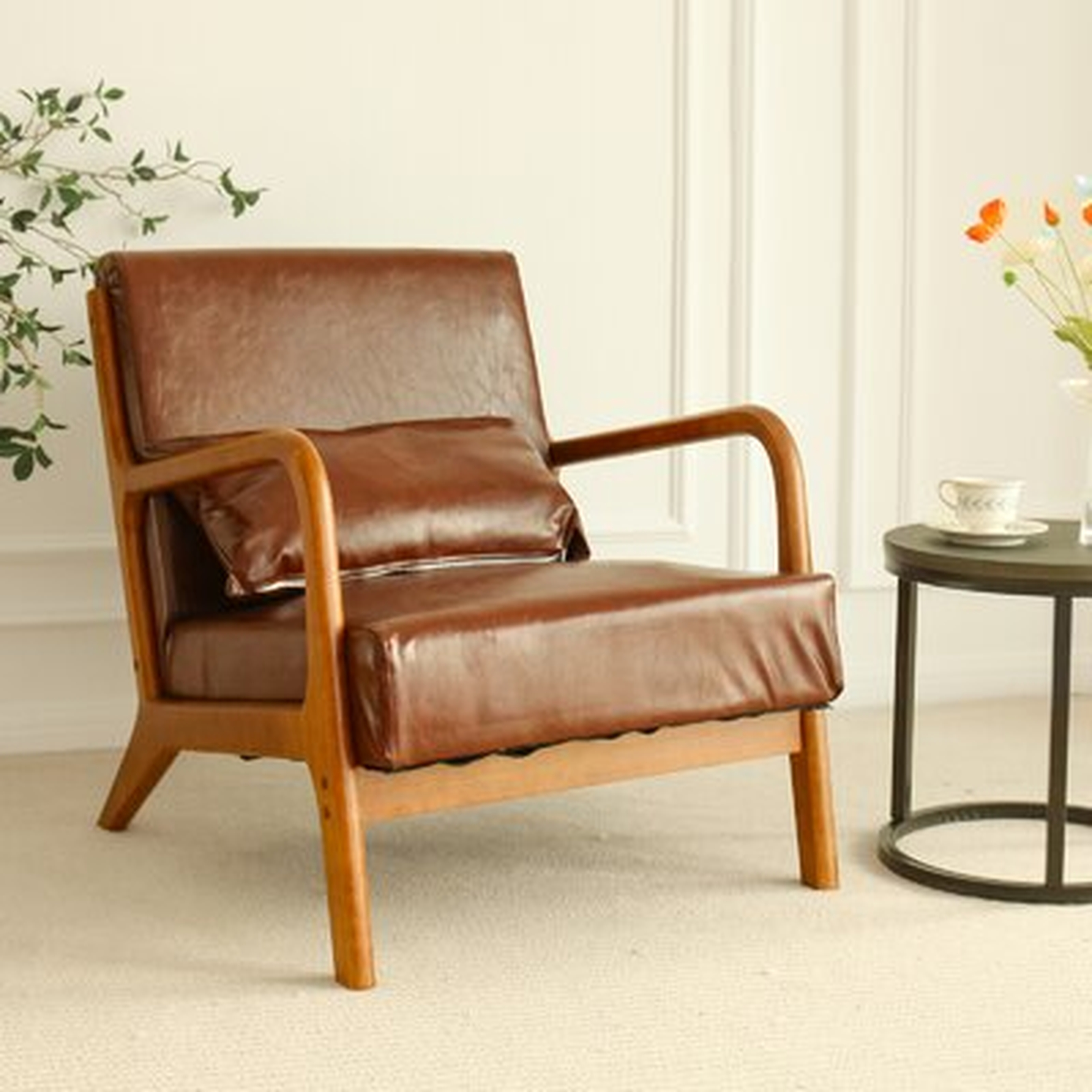 Leather Accent Chair Orange - Wayfair