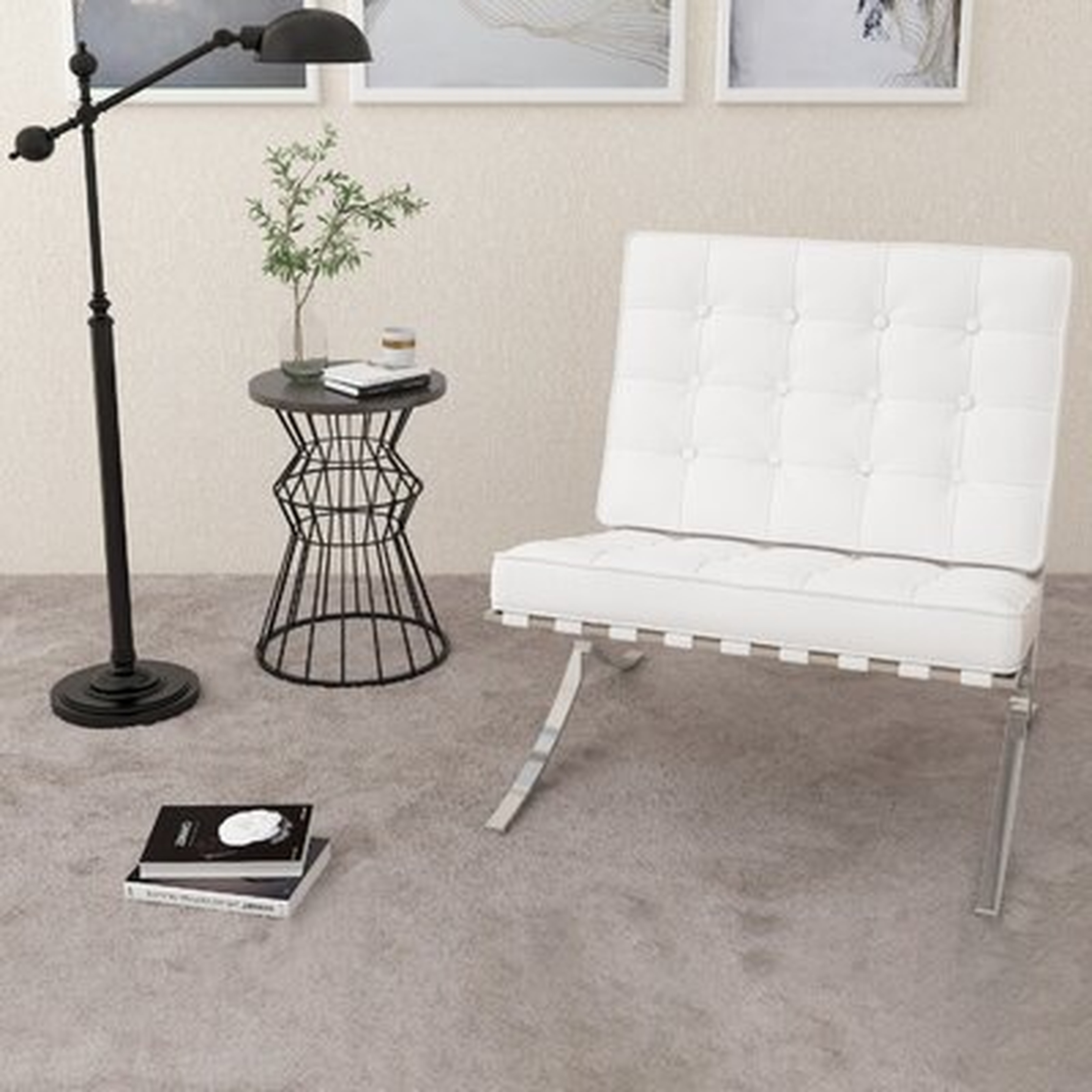 Dzerun 29.92" W Tufted Genuine Leather Cowhide Lounge Chair - Wayfair