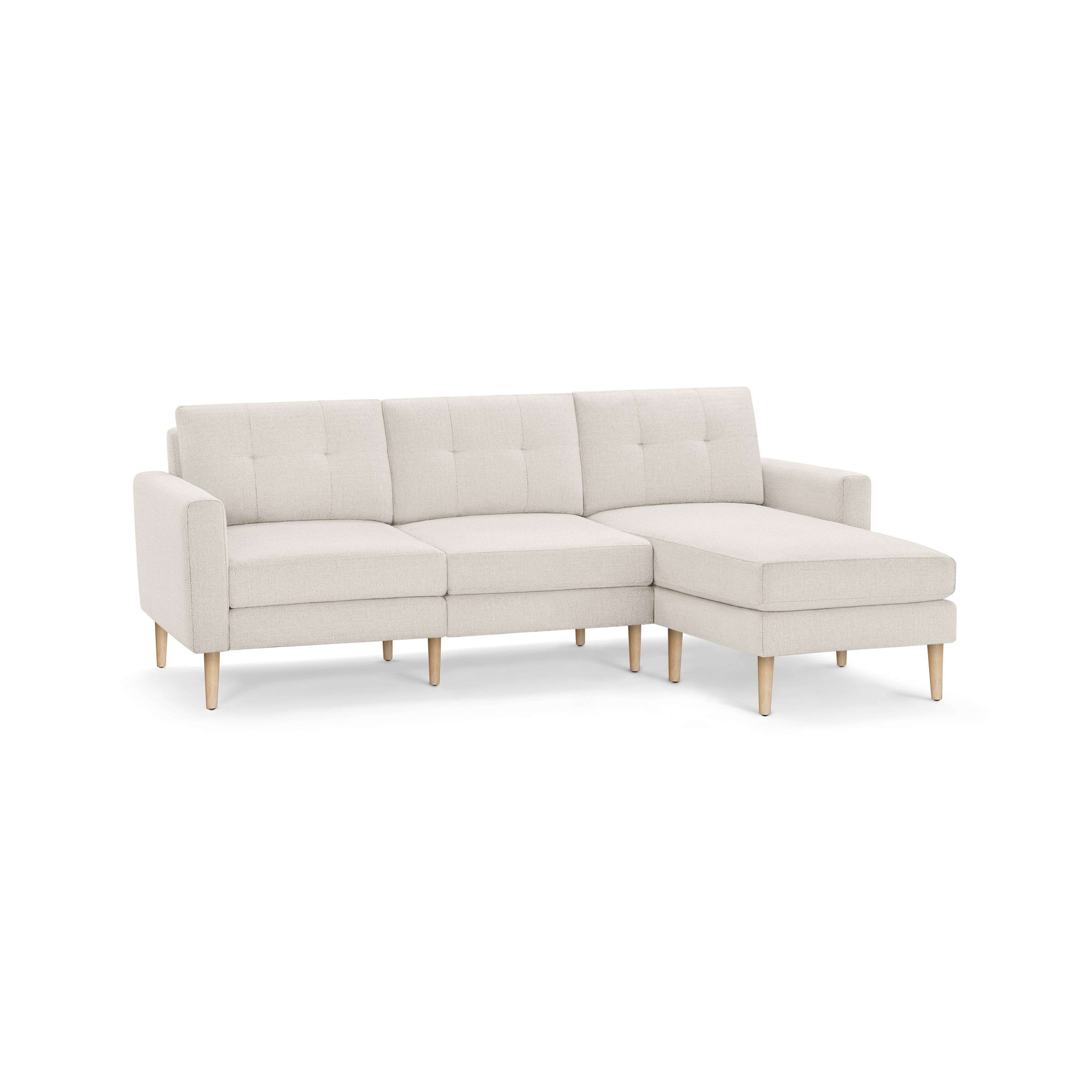 Nomad Sofa Sectional - Ivory - Performance Basketweave / Oak - Wood / Block - Burrow