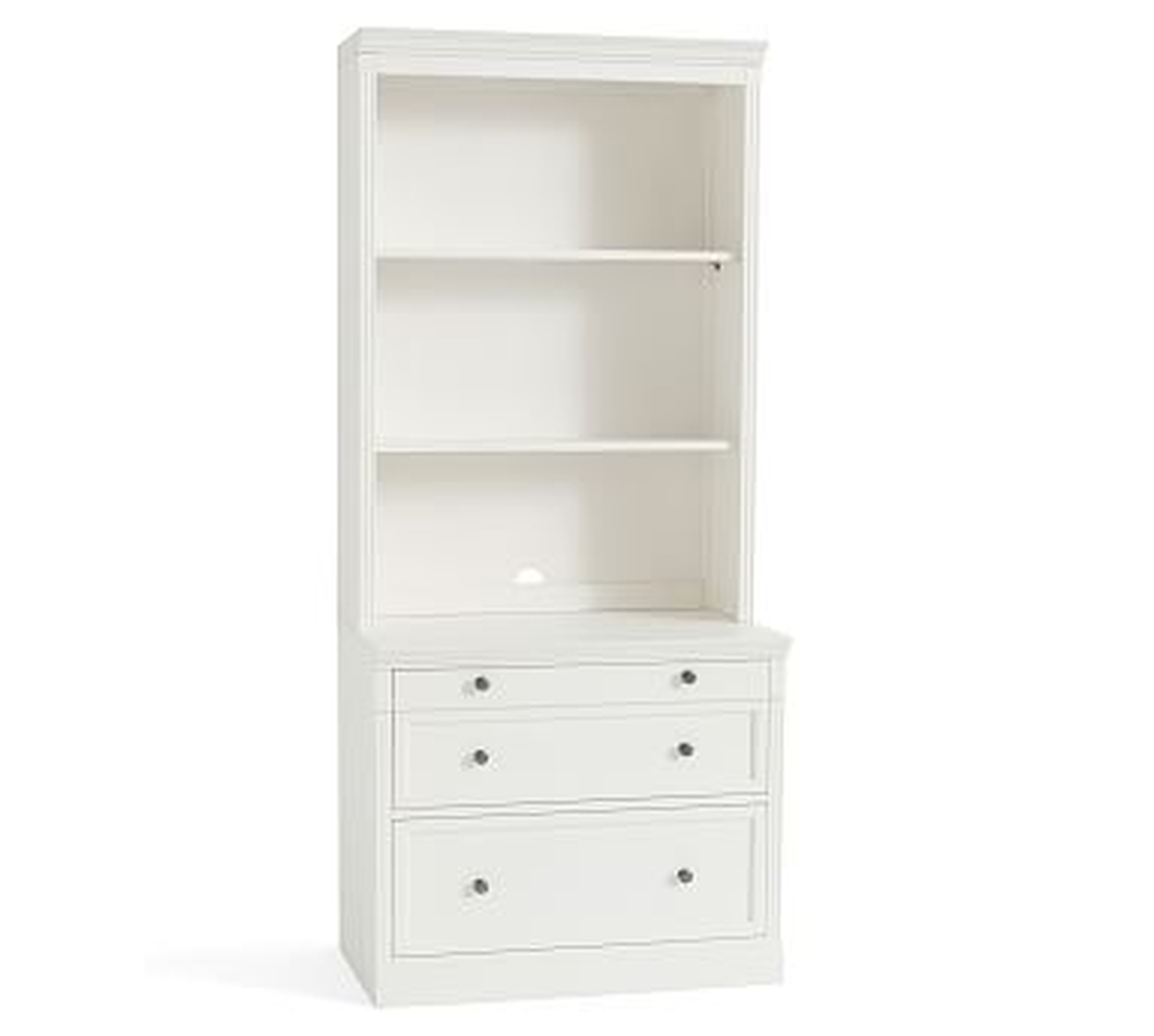 Livingston Bookcase with 2-Drawer Lateral File Cabinet, Montauk White, 35"L x 81"H - Pottery Barn