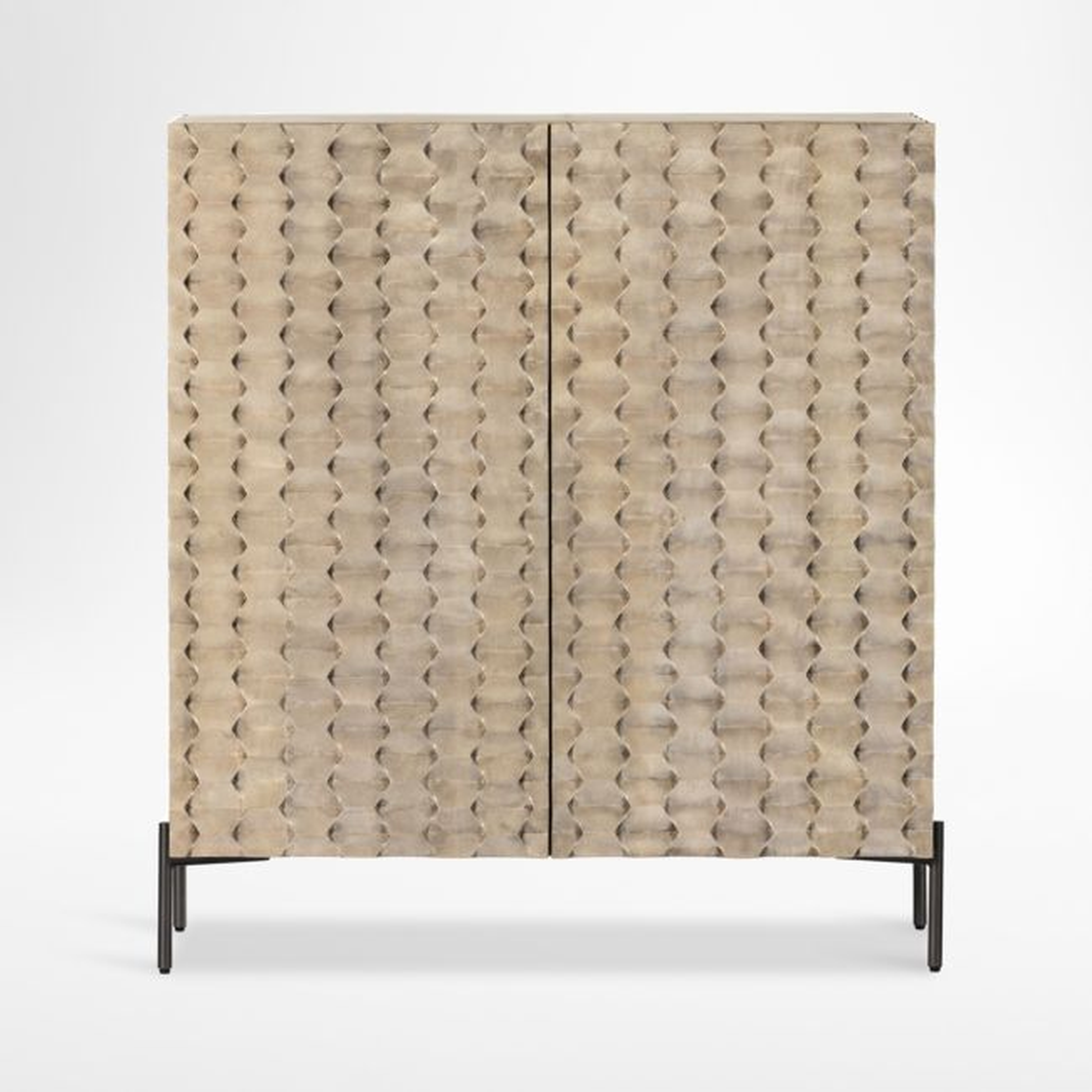 Raffael 39" Grey Wash Wood Bar Cabinet with Storage - Crate and Barrel