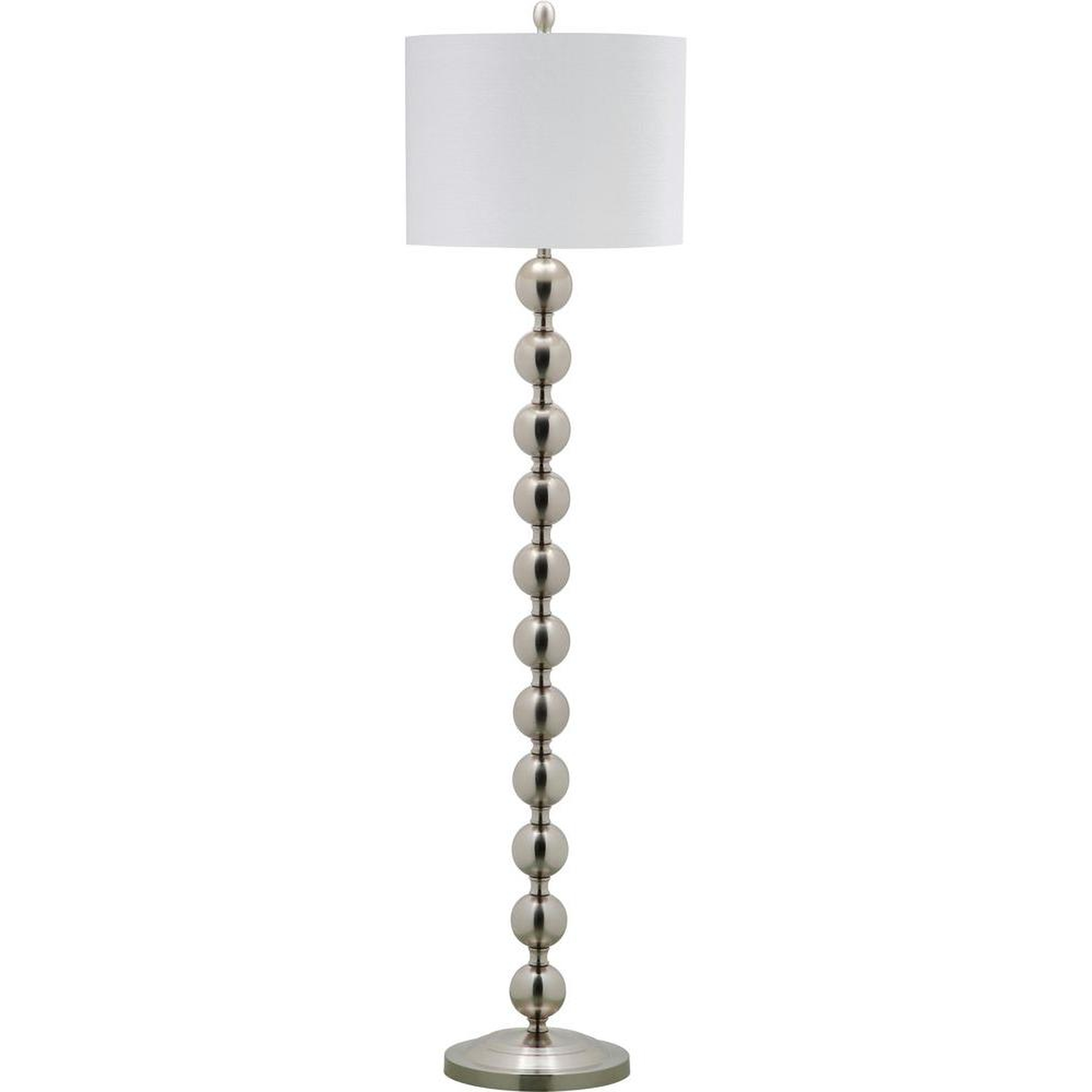 Safavieh Reflections Stacked Ball 58.5 in. Nickel Floor Lamp with White Shade - Home Depot
