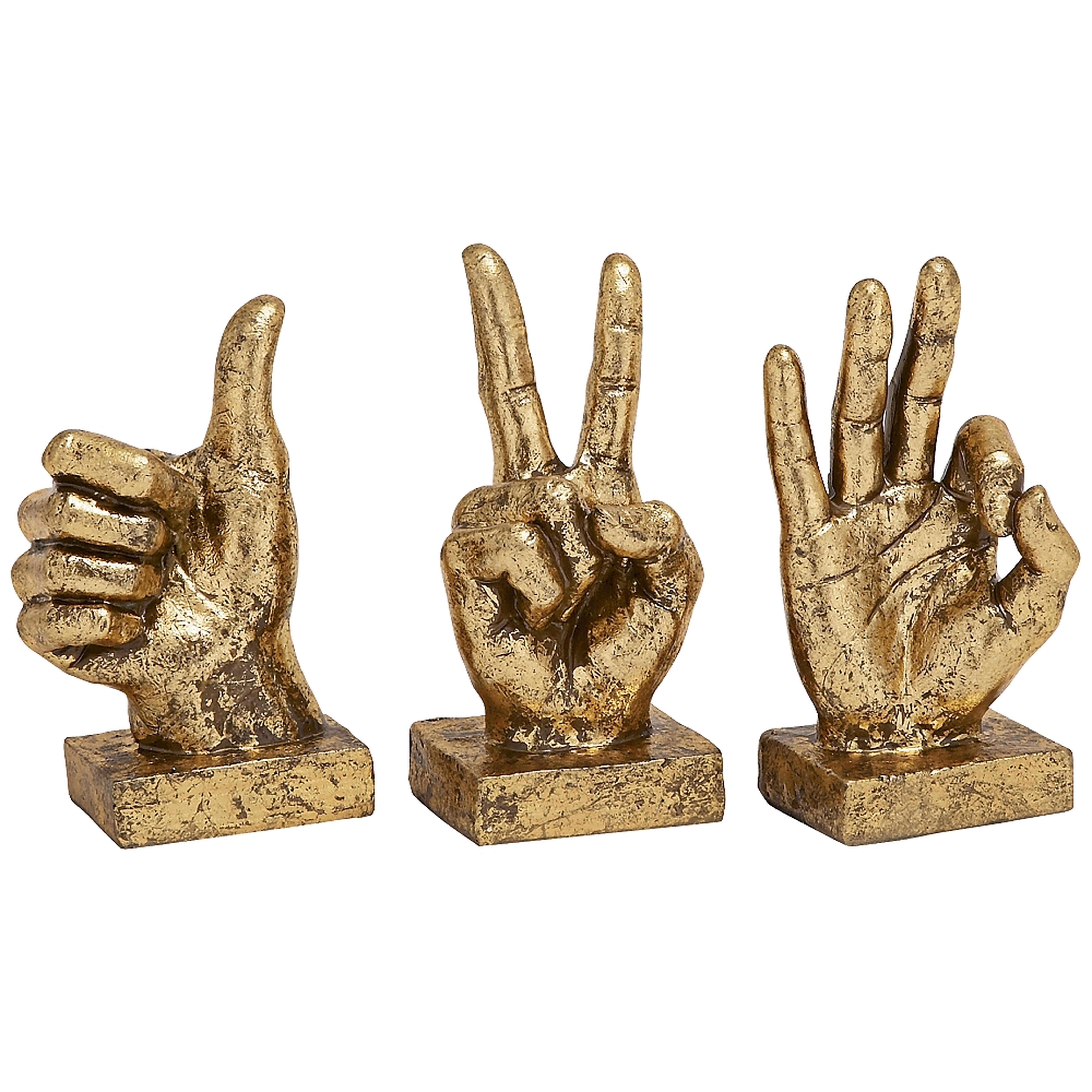 Triple Digits 7" High Gestural Hand Sculpture 3-Piece Set - Style # 8T419 - Lamps Plus