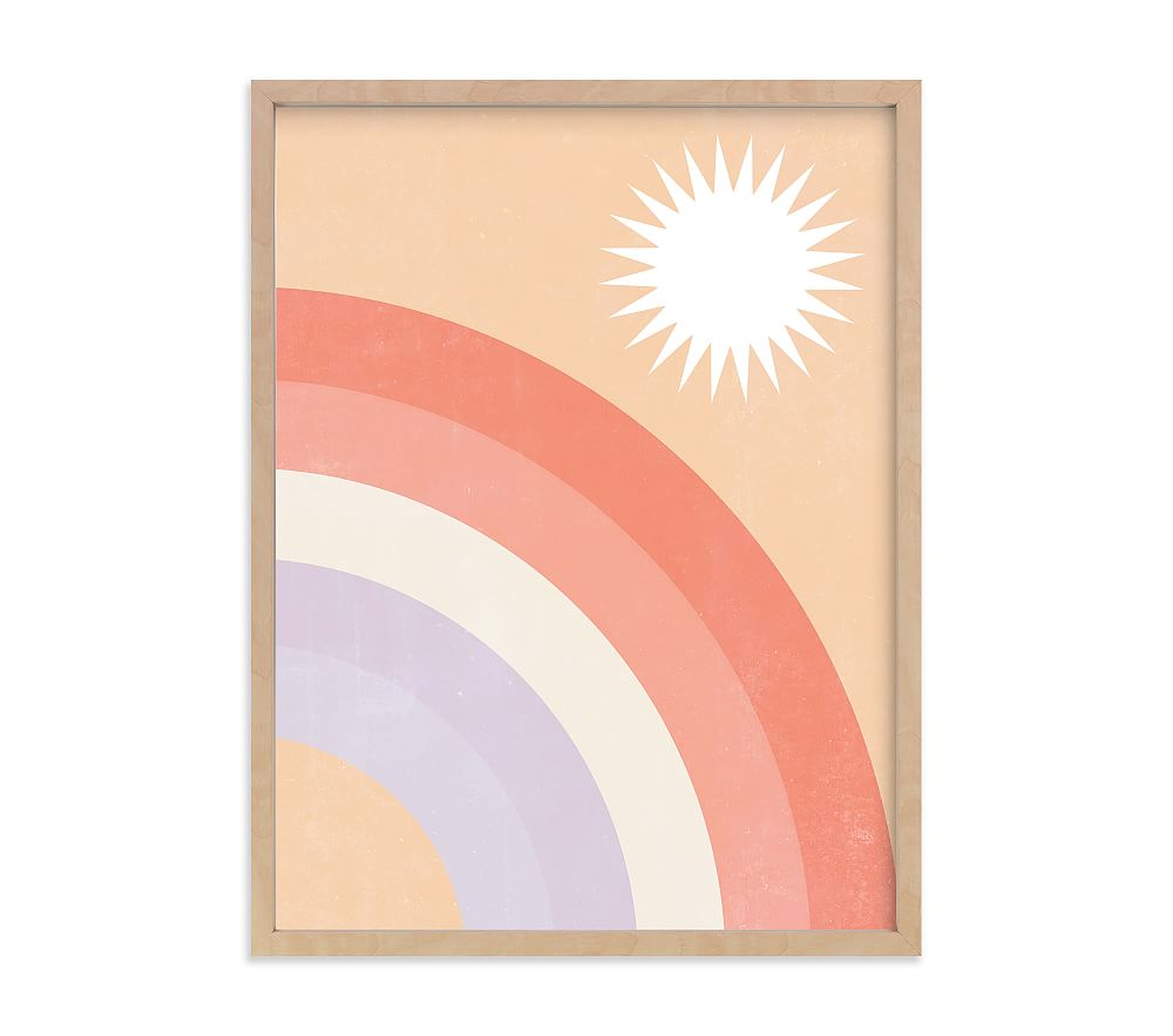 Minted(R) Double Pastel Rainbow with Sun Wall Art by Emmanuela Carratoni 18x24, Natural - Pottery Barn Kids