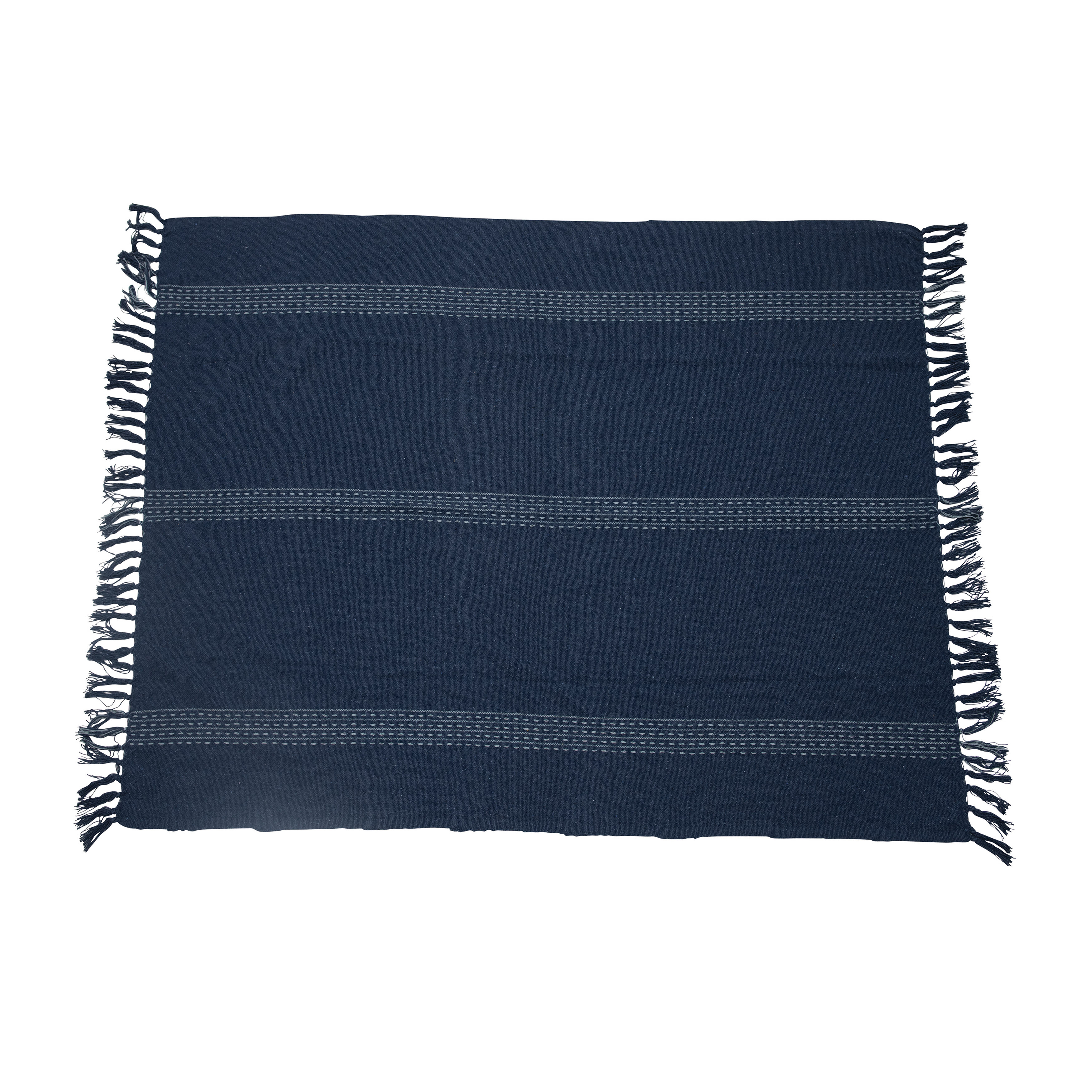 Soft and Cozy Traditional Woven Recycled Cotton Blend Throw Blanket with Stripe Design - Nomad Home