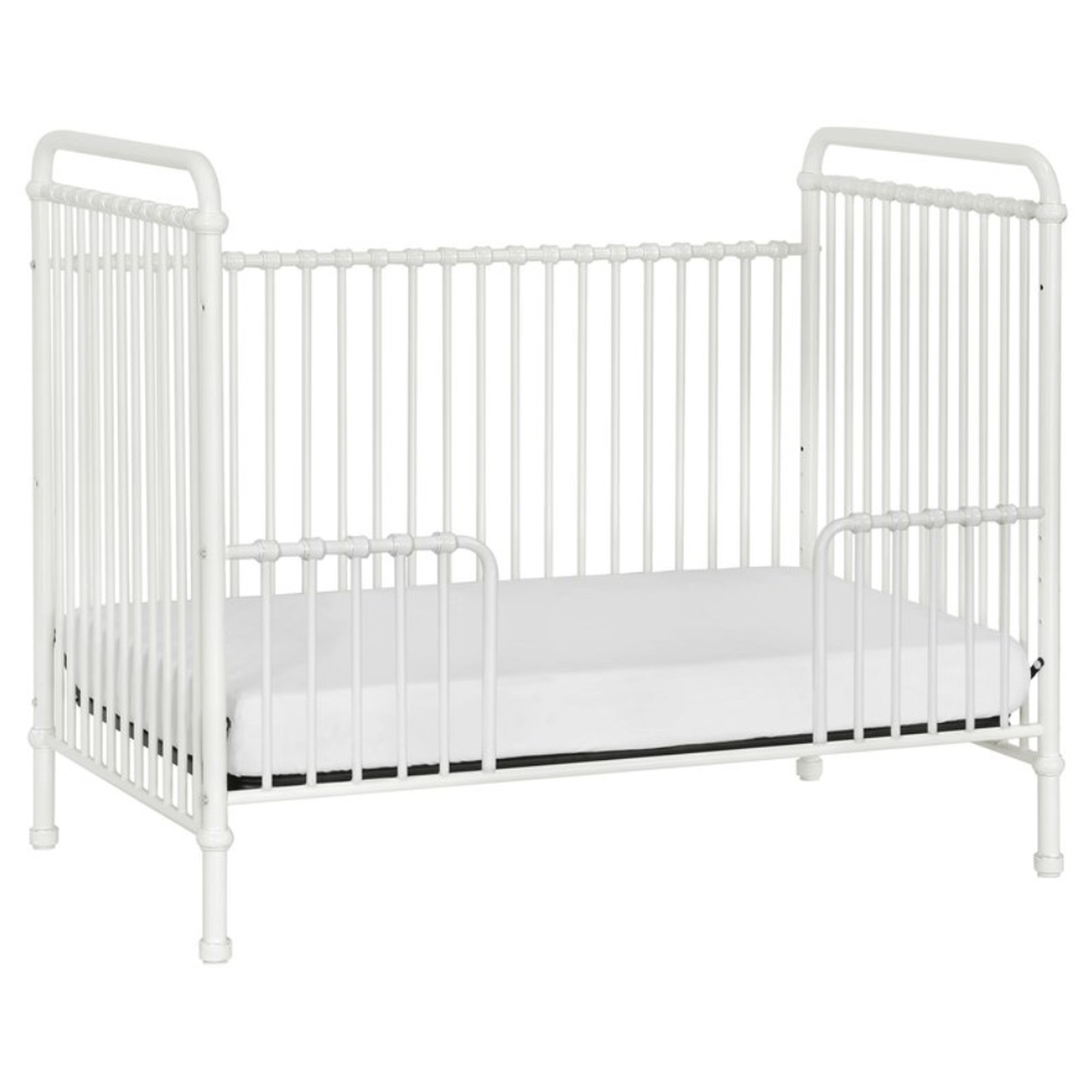 Aurora French Country Washed White Steel Convertible Crib with Kit - Kathy Kuo Home