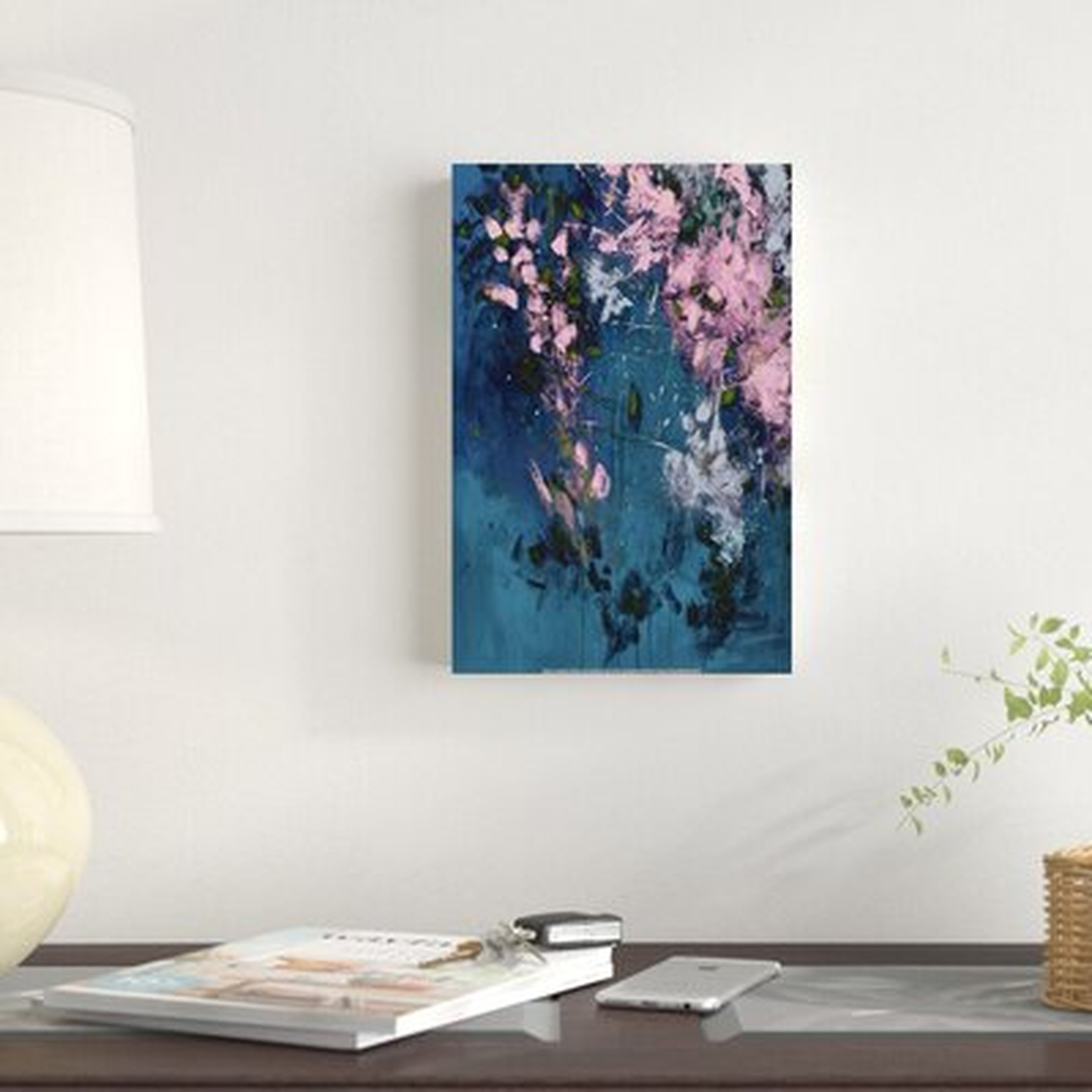 Emerald And Pink Abstract Print On Canvas - Wayfair