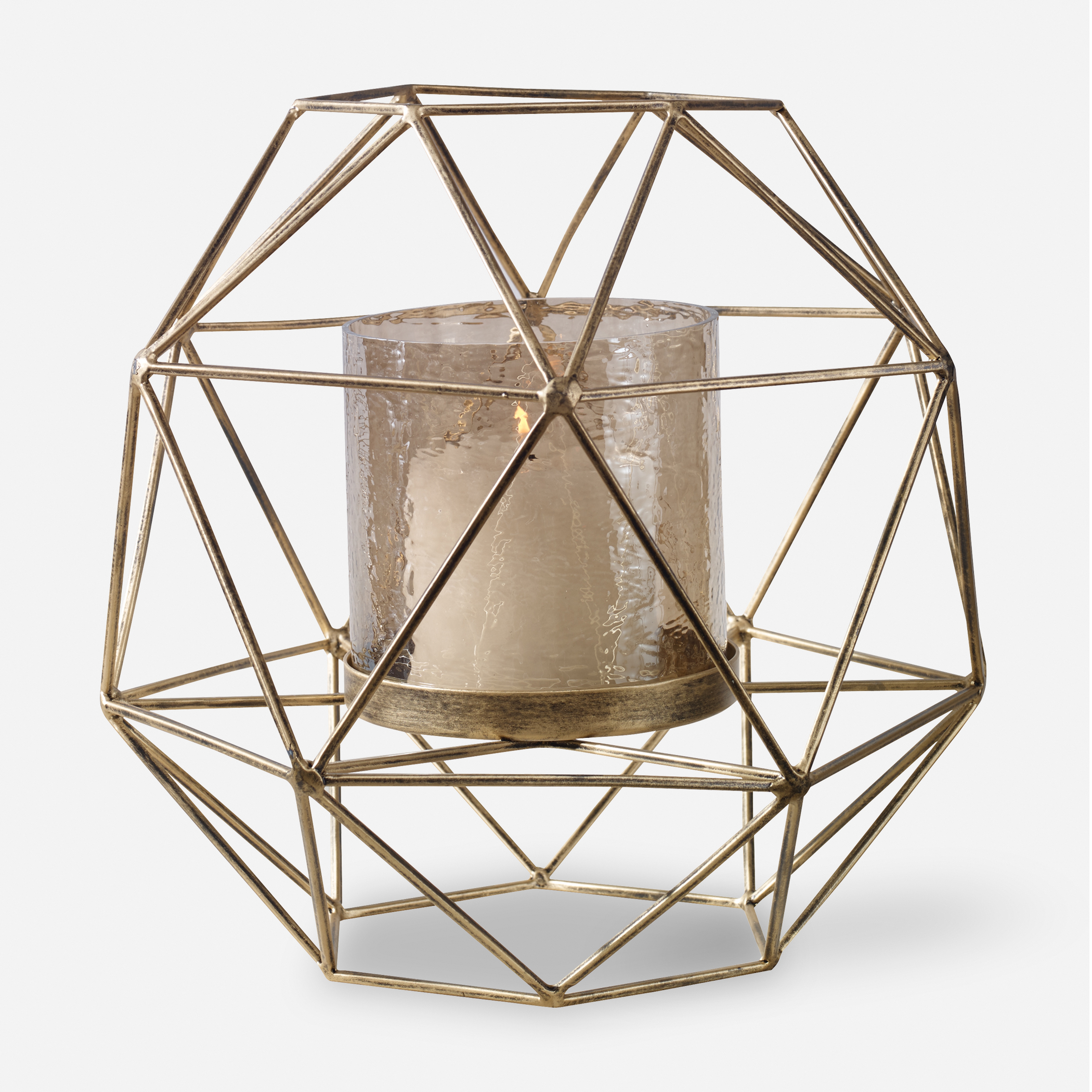 Myah Geometric Gold Candleholder - Uttermost