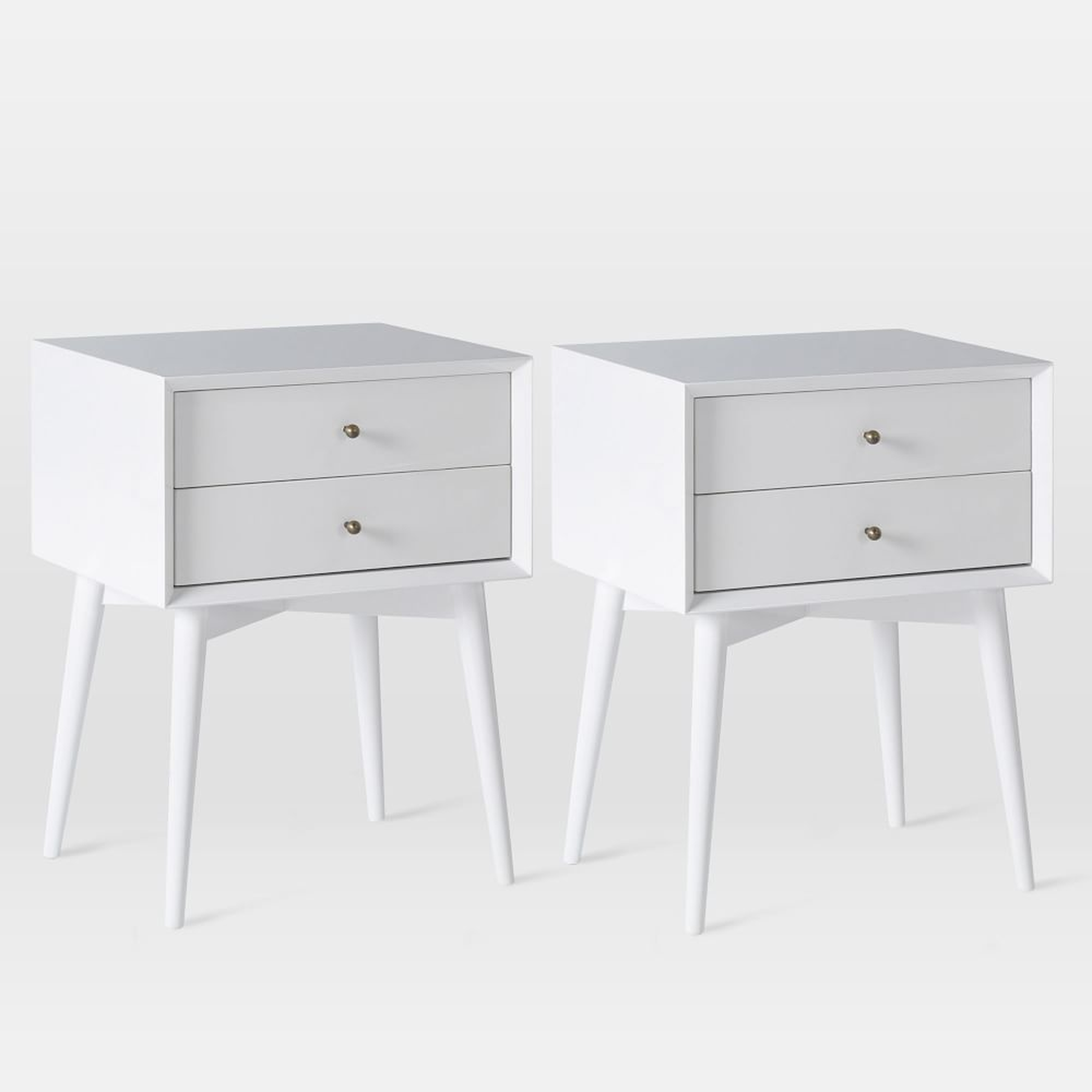 Mid-Century (17.5") Nightstand, White Lacquer, Set of 2 - West Elm
