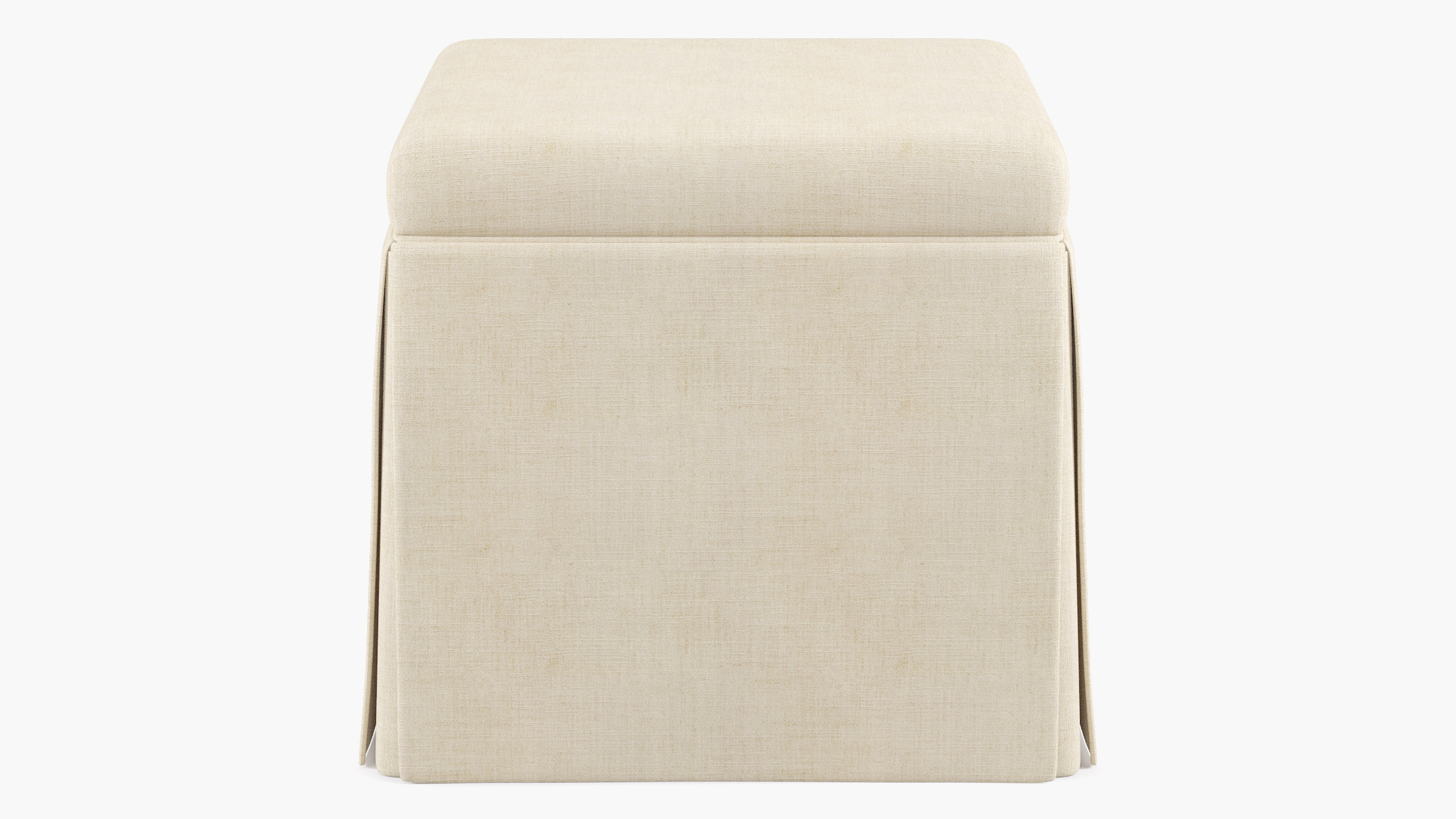 Skirted Storage Ottoman, Talc Everyday Linen - The Inside