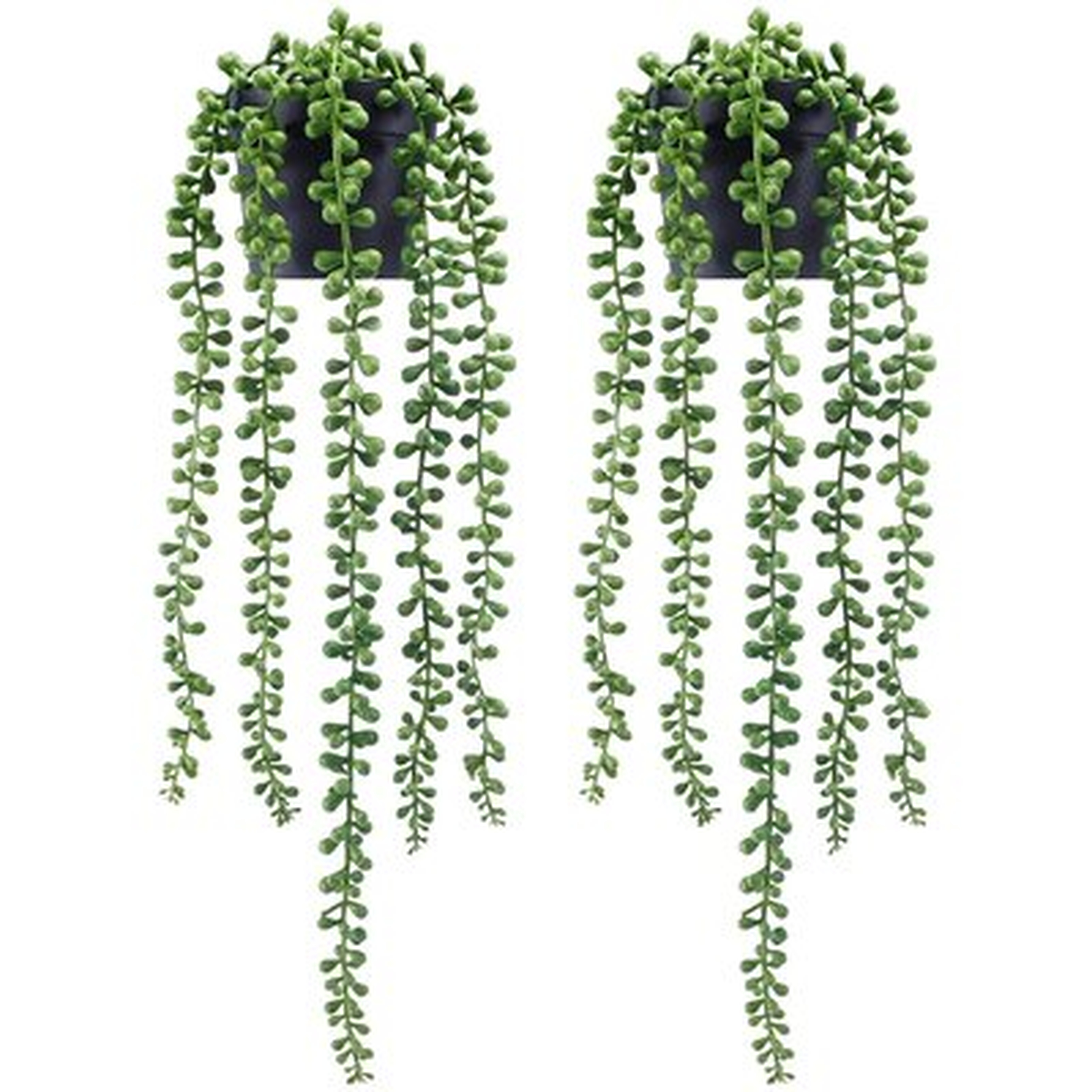 2Pcs Fake Hanging Plants, Artificial Succulent Plants String Of Pearls With Planter, Faux Plants For Wall Home Garden Decor - Wayfair