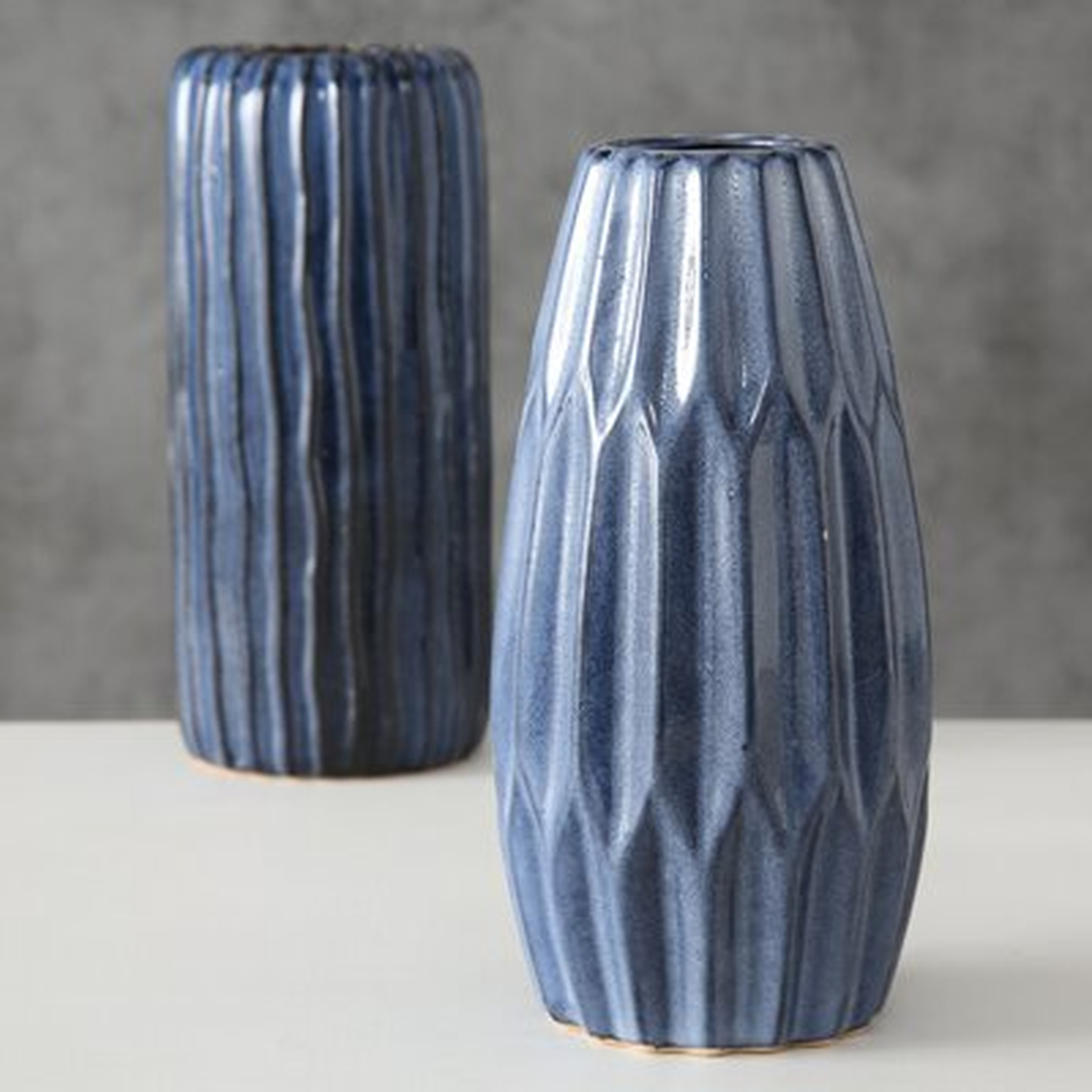 2 Piece Blue Porcelain Table Vase Set - Wayfair