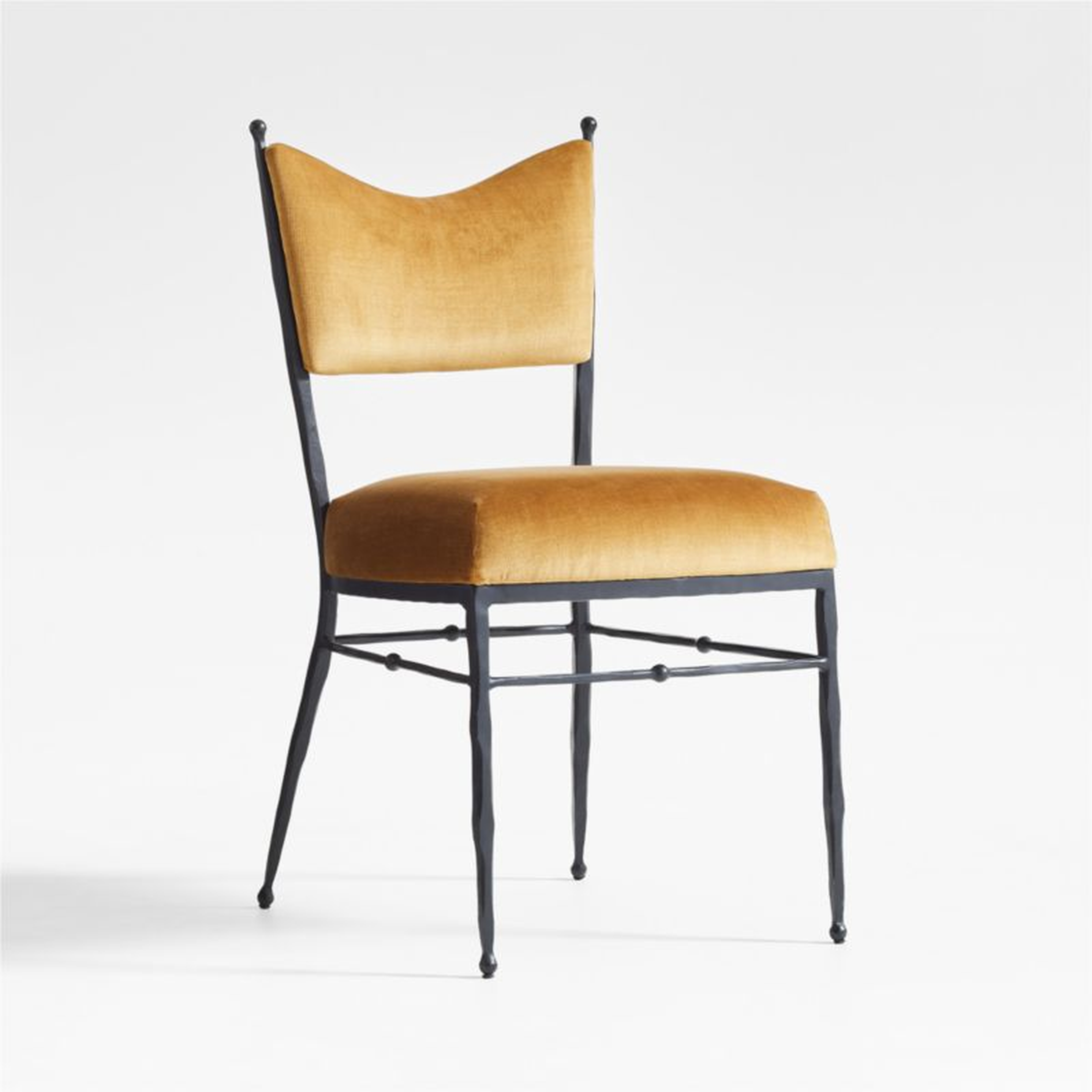 Rodin Ochre Velvet Dining Chair by Athena Calderone - Crate and Barrel