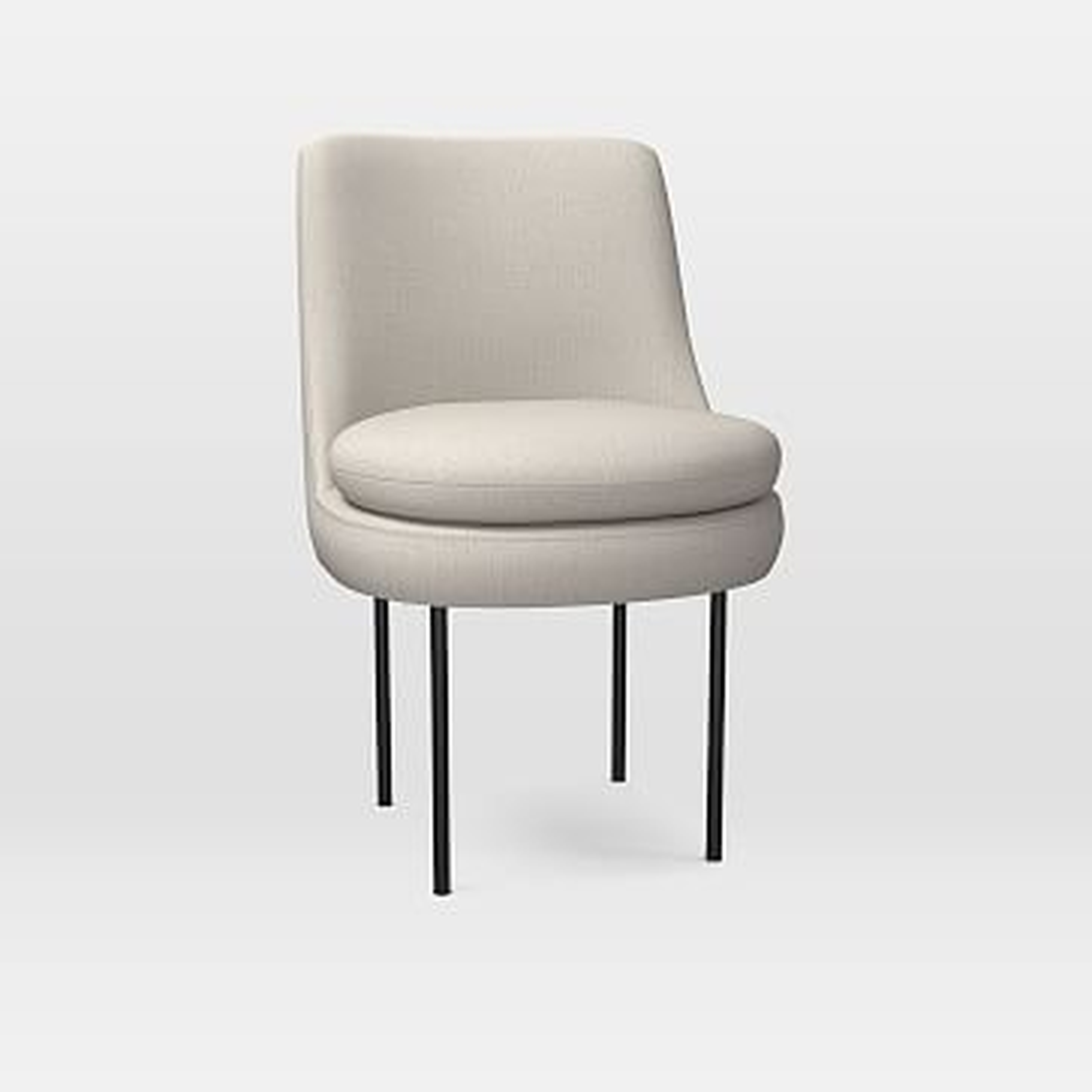 Modern Curved Dining Chair,Yarn Dyed Linen Weave,Alabaster,Black Pc - West Elm