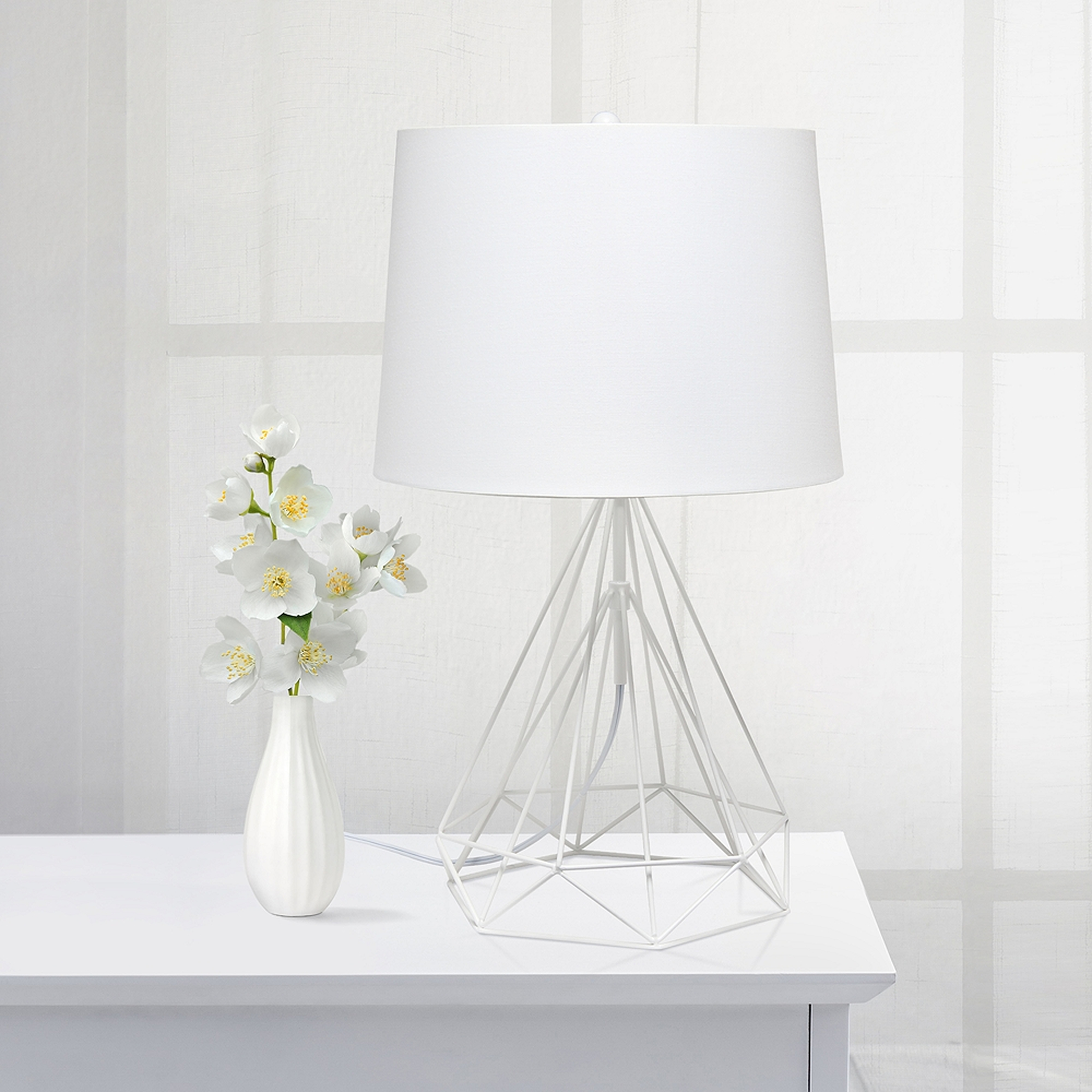 Lalia Home Matte White Geometric Wired Accent Table Lamp - Style # 89D81 - Lamps Plus