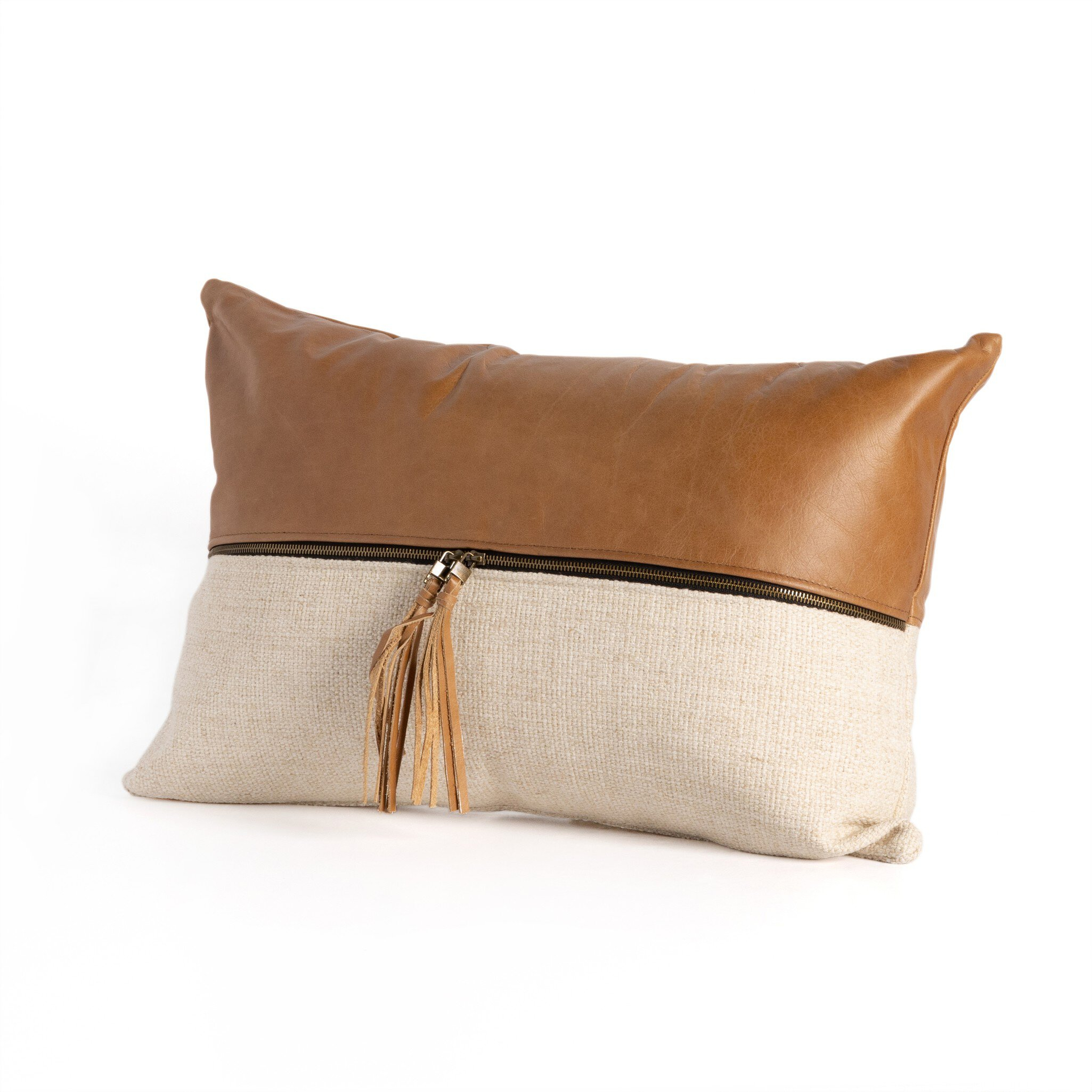 Leather & Linen Pillow - Sonoma Butterscotch - Four Hands
