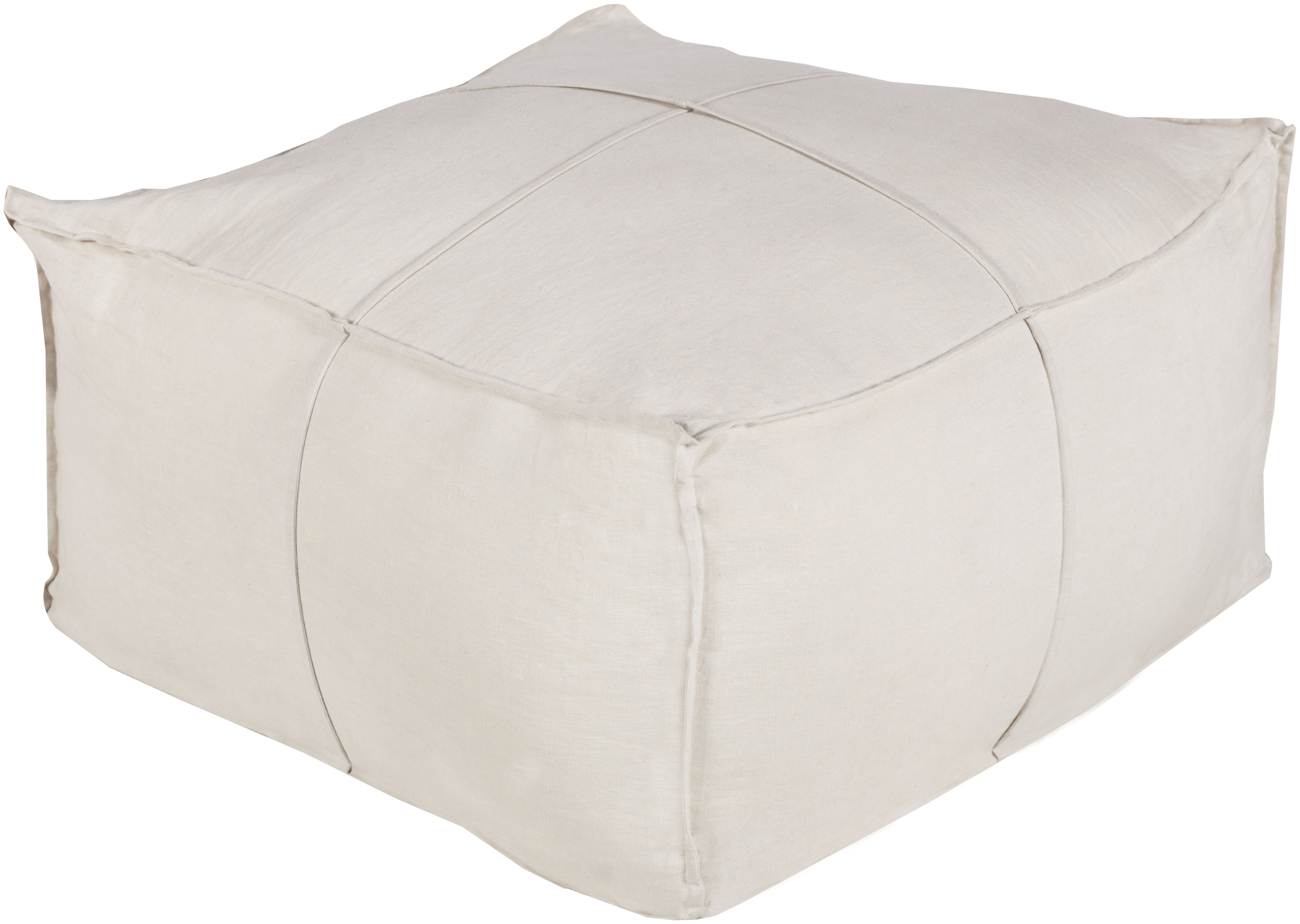 Solid Linen Woven Pouf - Surya