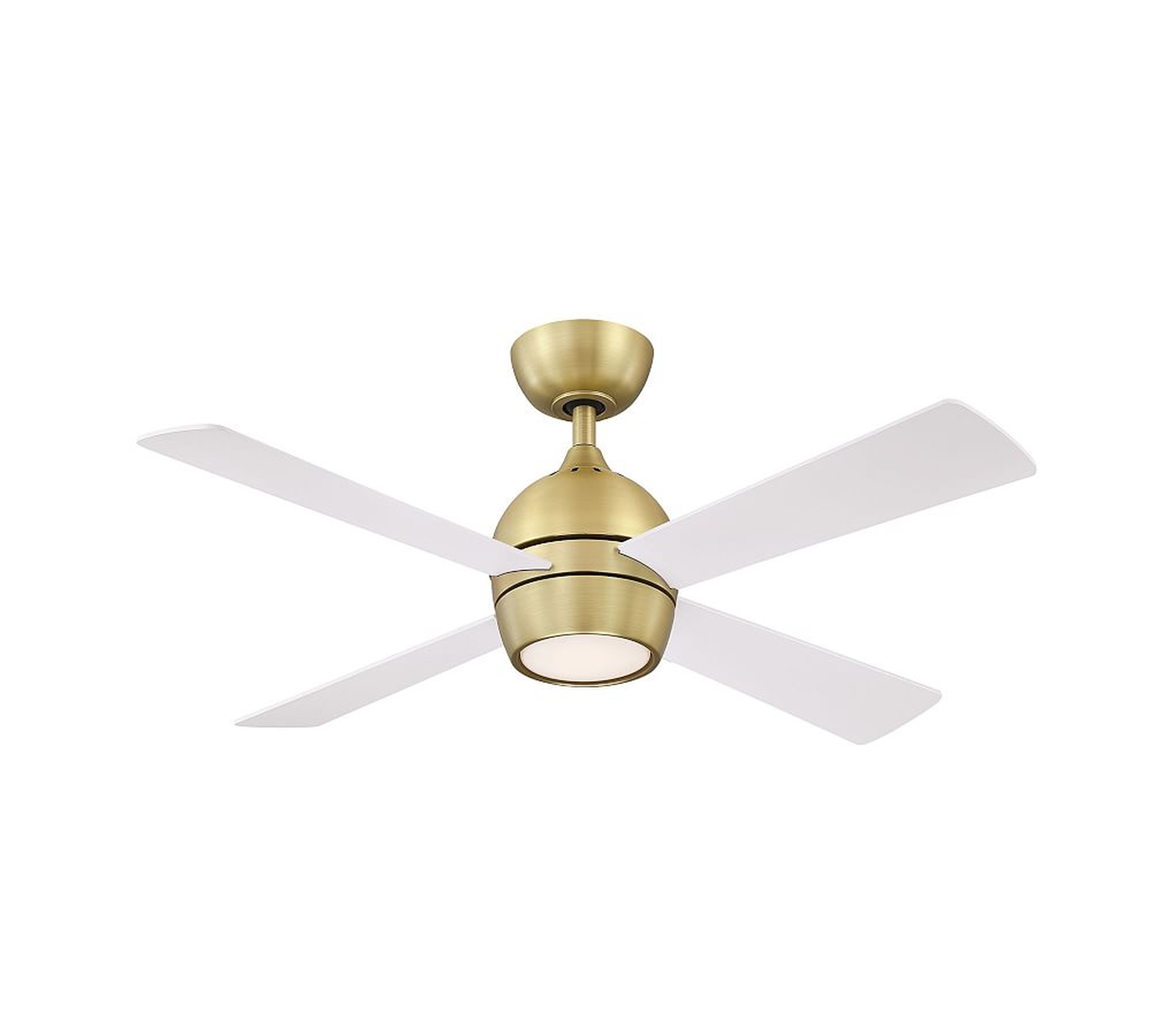 Kwad Ceiling Fan, Brushed Satin Brass With Matte White Blades, 44" - Pottery Barn