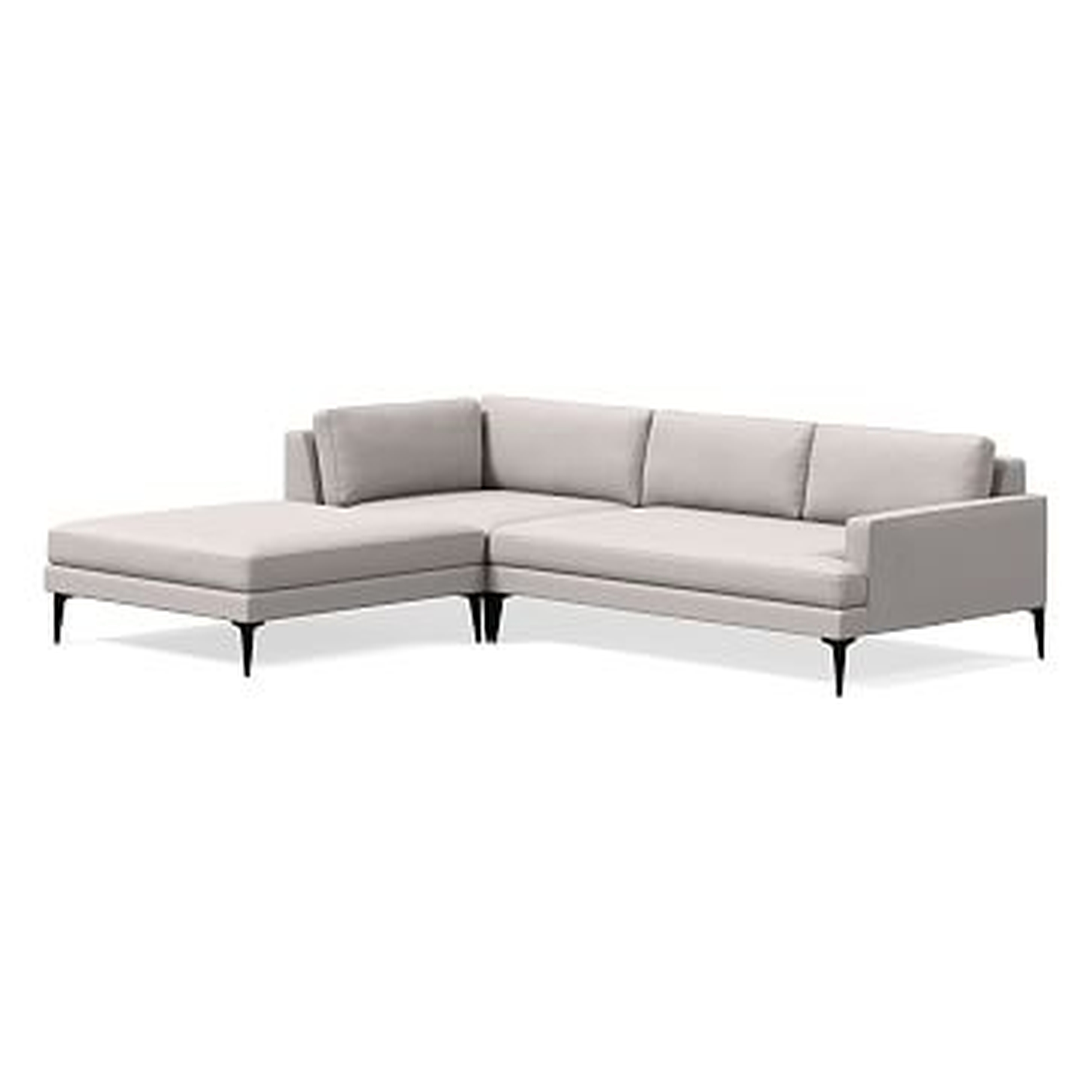 Andes Sectional Set 22: XL Right Arm 2.5 Seater Sofa, XL Corner, XL Ottoman, Poly, Marled Microfiber, Ash Gray, Dark Pewter - West Elm