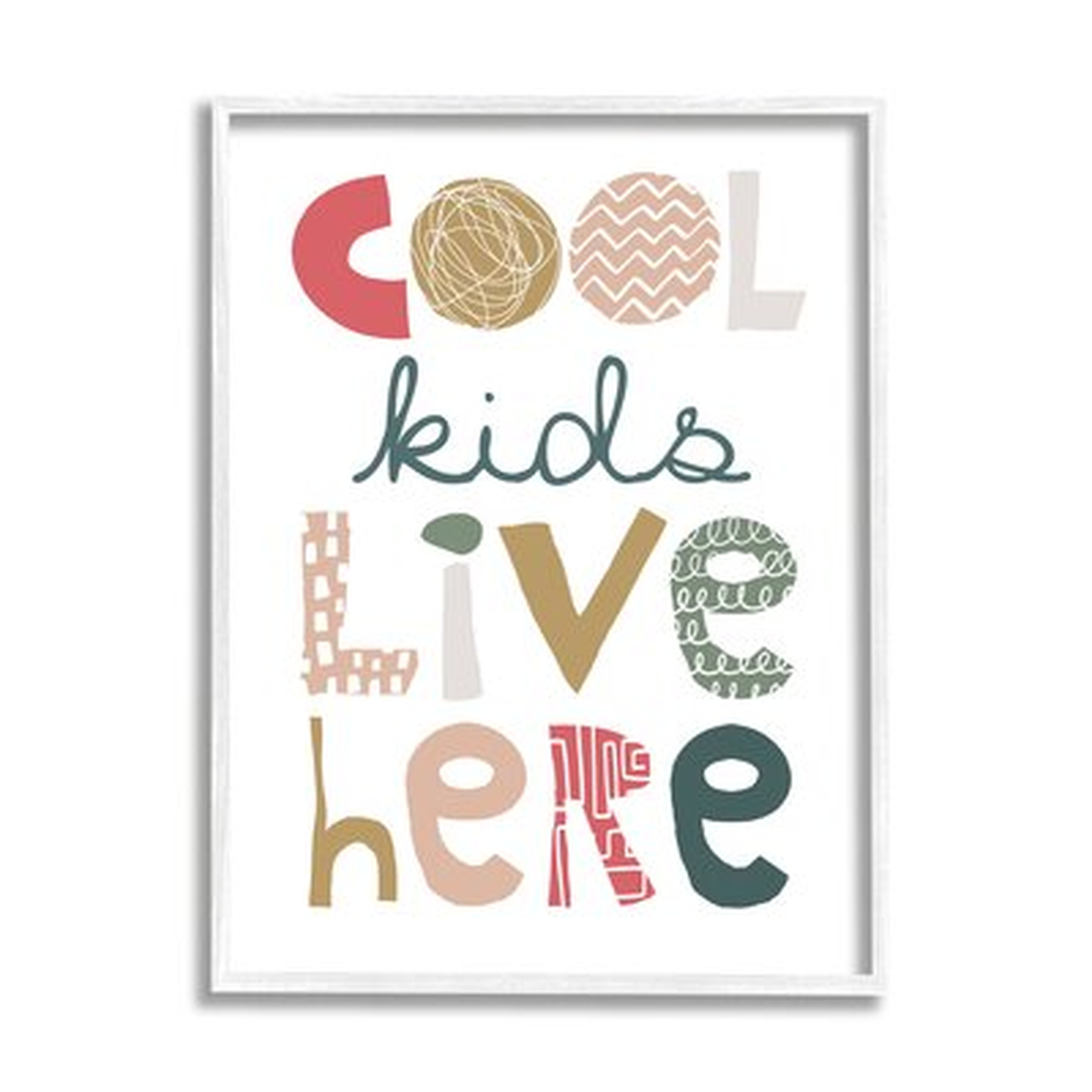 Cool Kids Live Here Phrase Abstract Pattern Typography Gray Farmhouse Rustic Oversized Framed Giclee Texturized Art By Jennifer Mccully - Wayfair